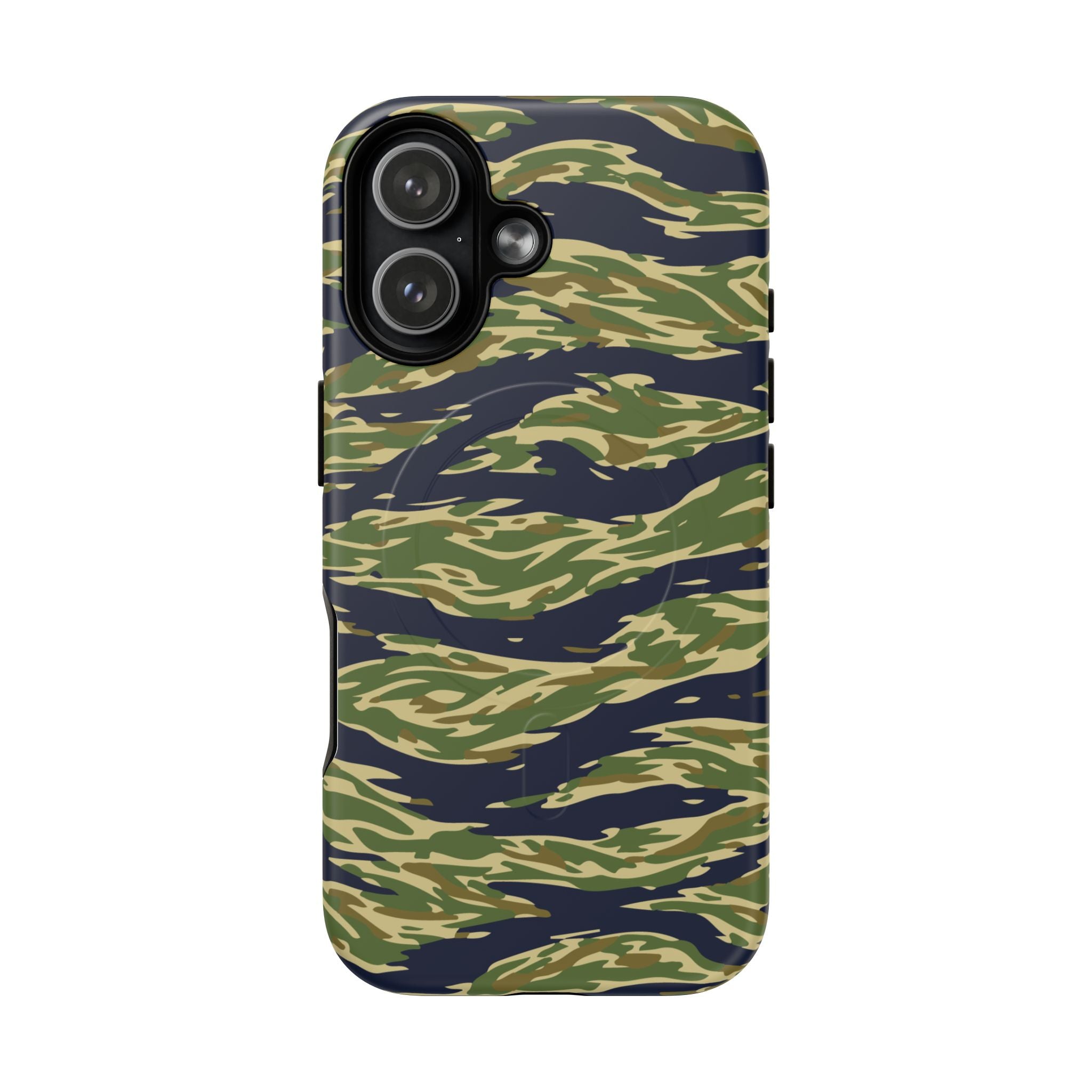 MagSafe® Compatible Tiger Stripe Camouflage iPhone Case – Matte Protective Military Camo Cover