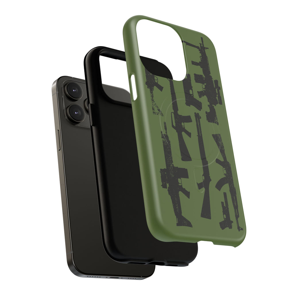 MagSafe Compatible GREEN 'Machine'-Gun iPhone Tough Case
