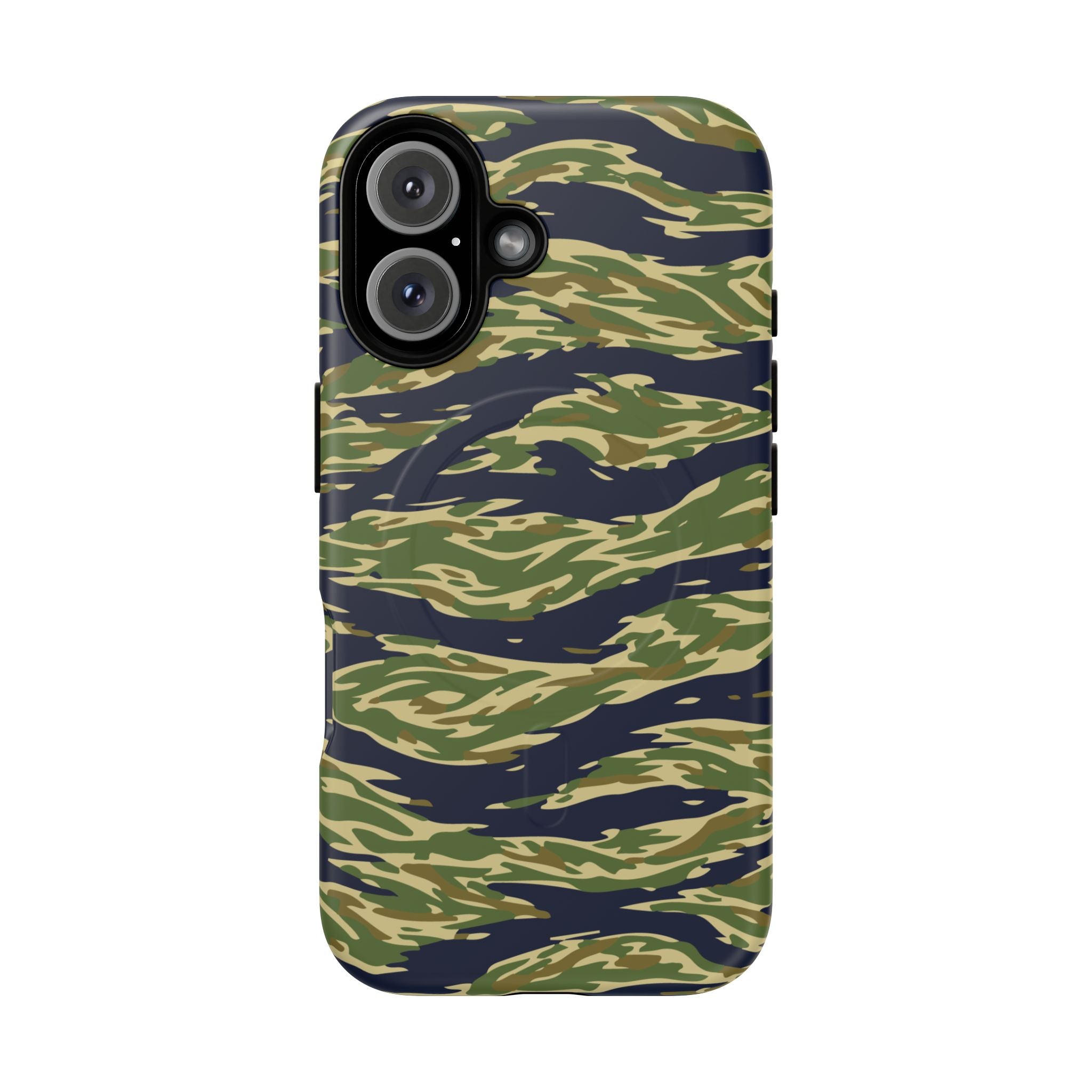 MagSafe® Compatible Tiger Stripe Camouflage iPhone Case – Matte Protective Military Camo Cover