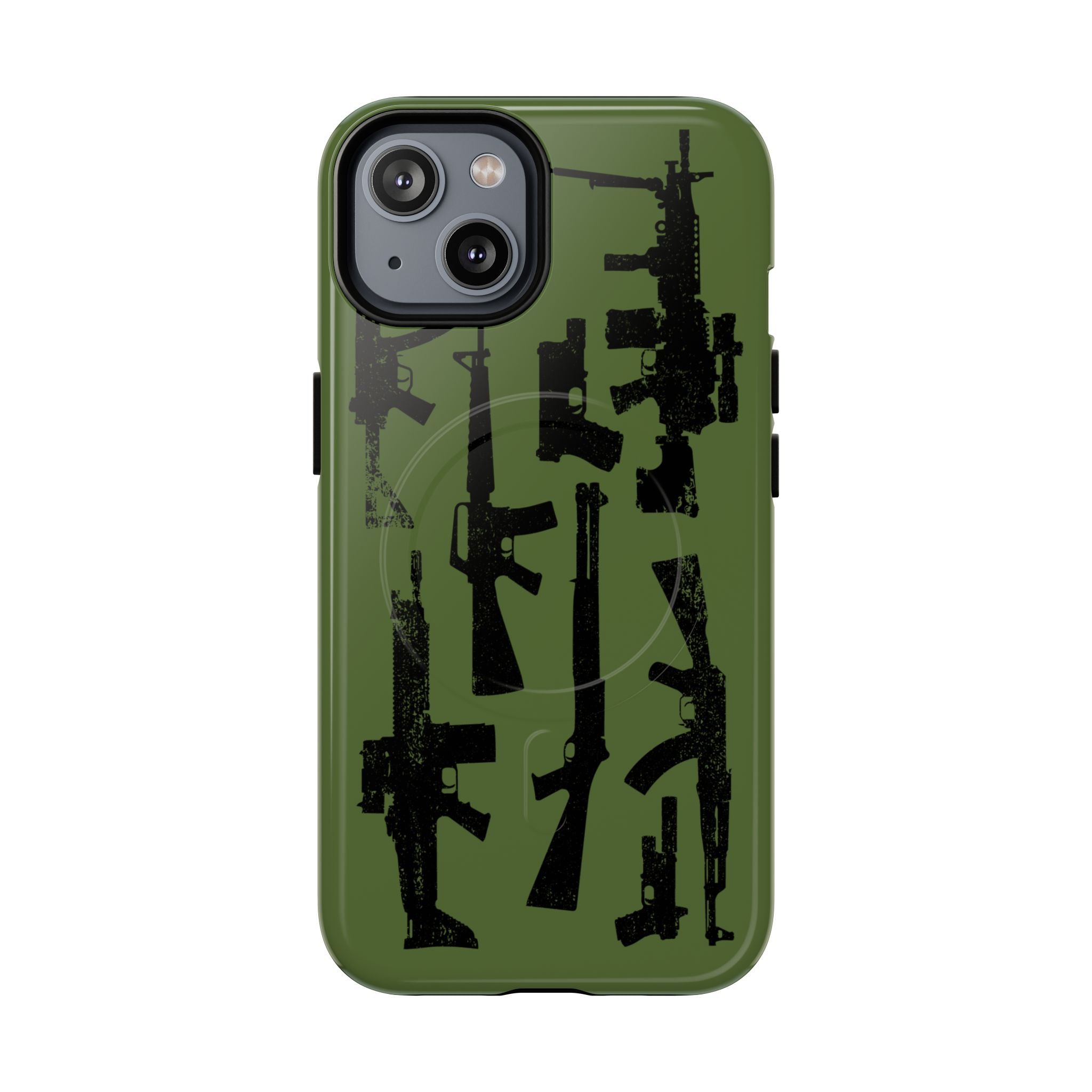 MagSafe Compatible GREEN 'Machine'-Gun iPhone Tough Case