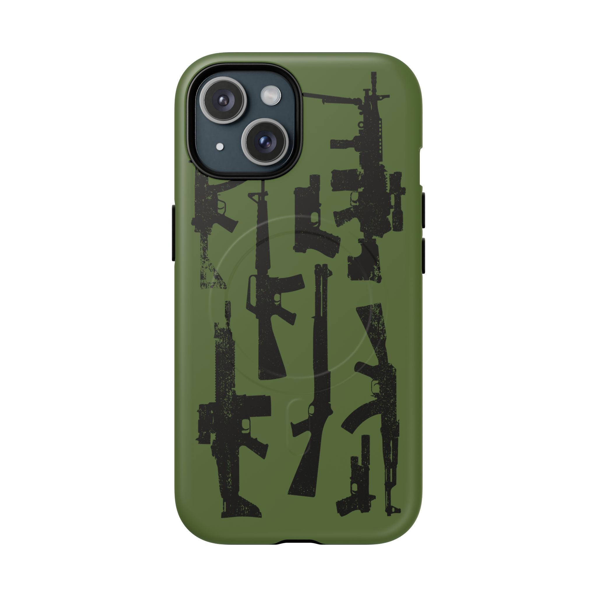 MagSafe Compatible GREEN 'Machine'-Gun iPhone Tough Case