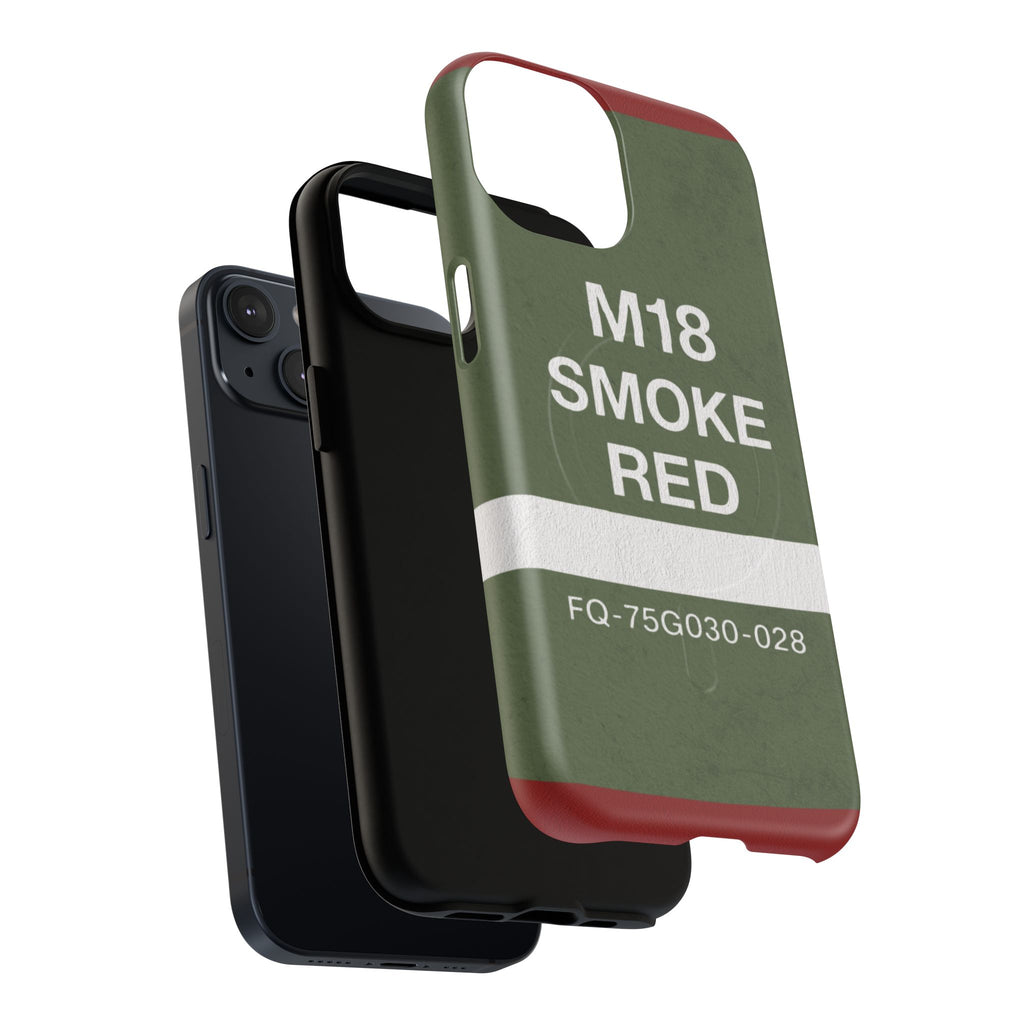 MagSafe® Compatible M18 Smoke Red Tough Phone Case — Military Green Protective Cover