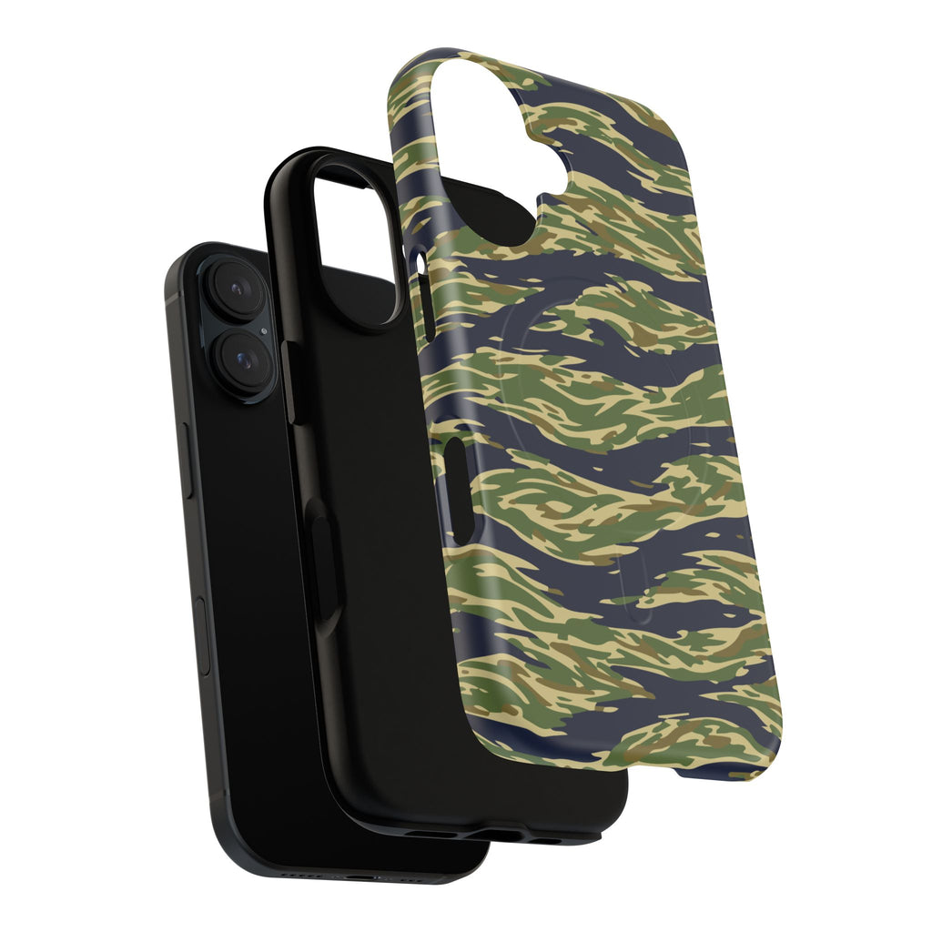 MagSafe® Compatible Tiger Stripe Camouflage iPhone Case – Matte Protective Military Camo Cover