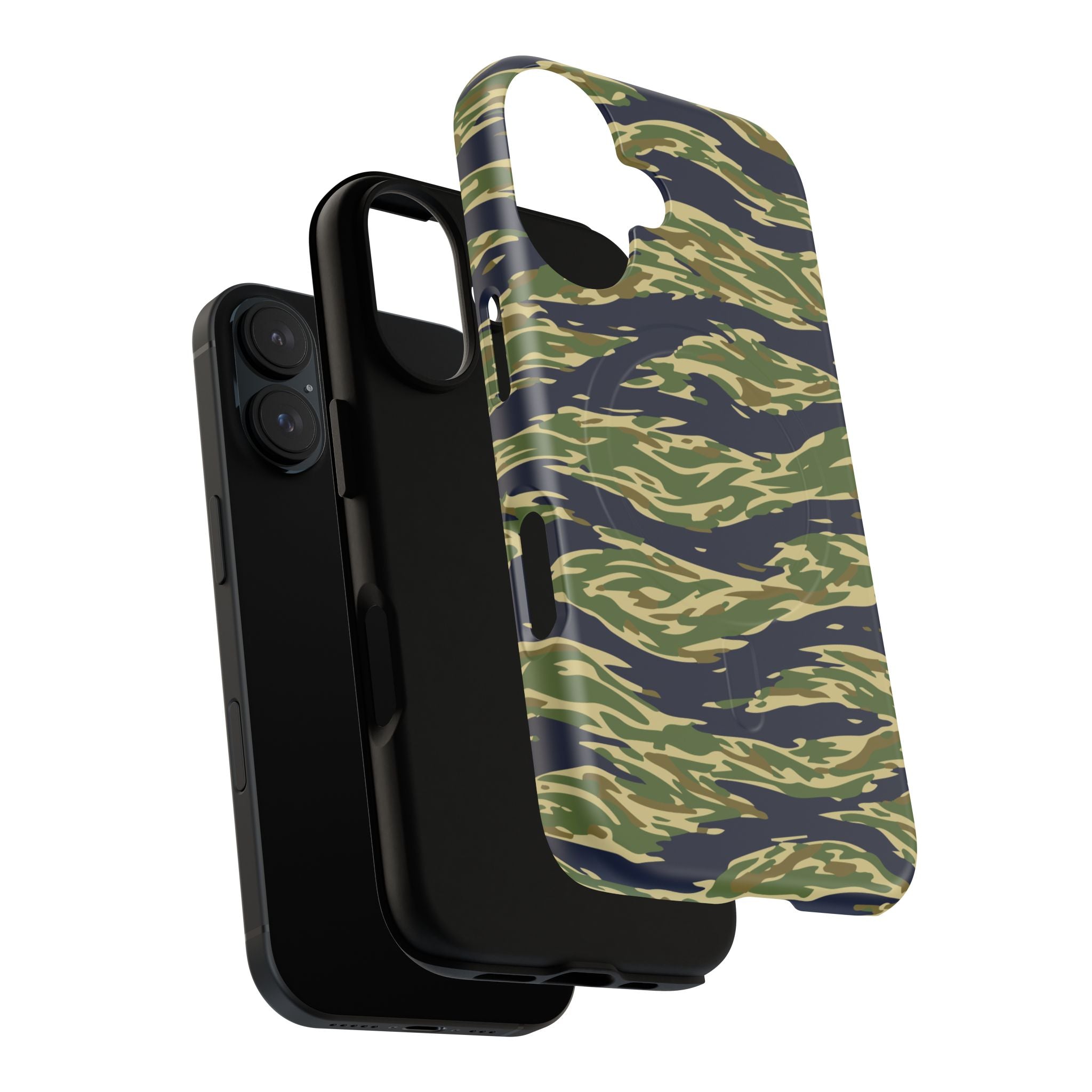 MagSafe® Compatible Tiger Stripe Camouflage iPhone Case – Matte Protective Military Camo Cover