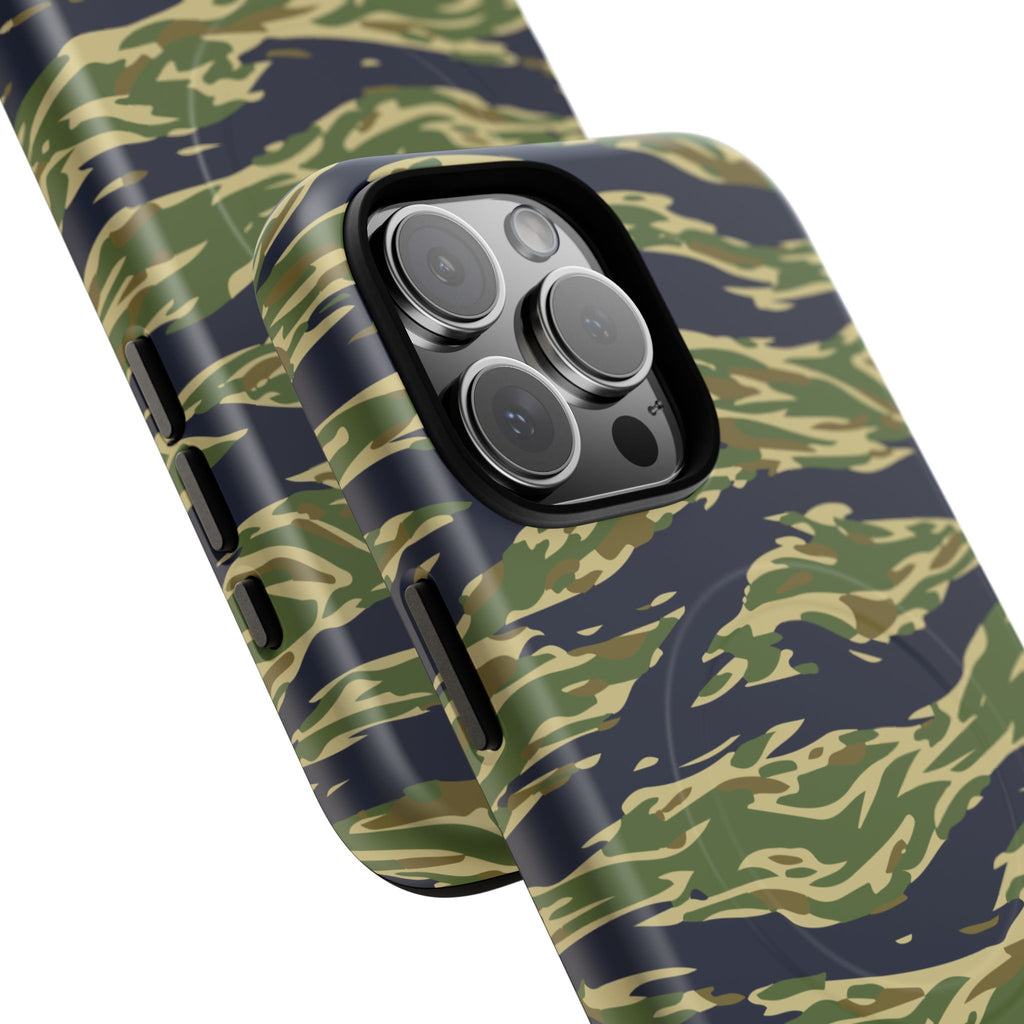 MagSafe® Compatible Tiger Stripe Camouflage iPhone Case – Matte Protective Military Camo Cover
