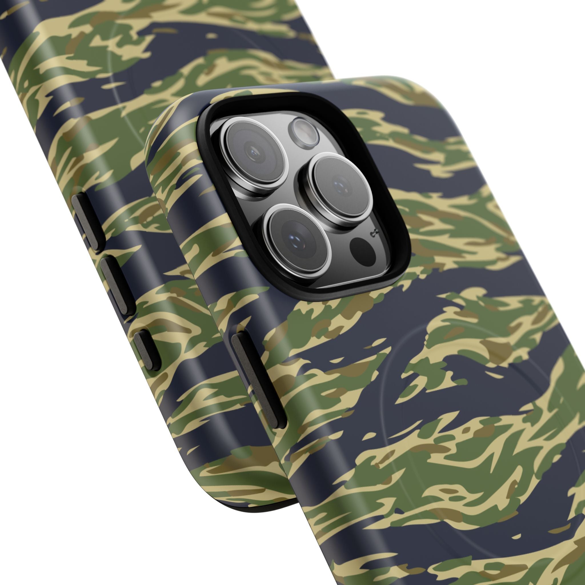 MagSafe® Compatible Tiger Stripe Camouflage iPhone Case – Matte Protective Military Camo Cover