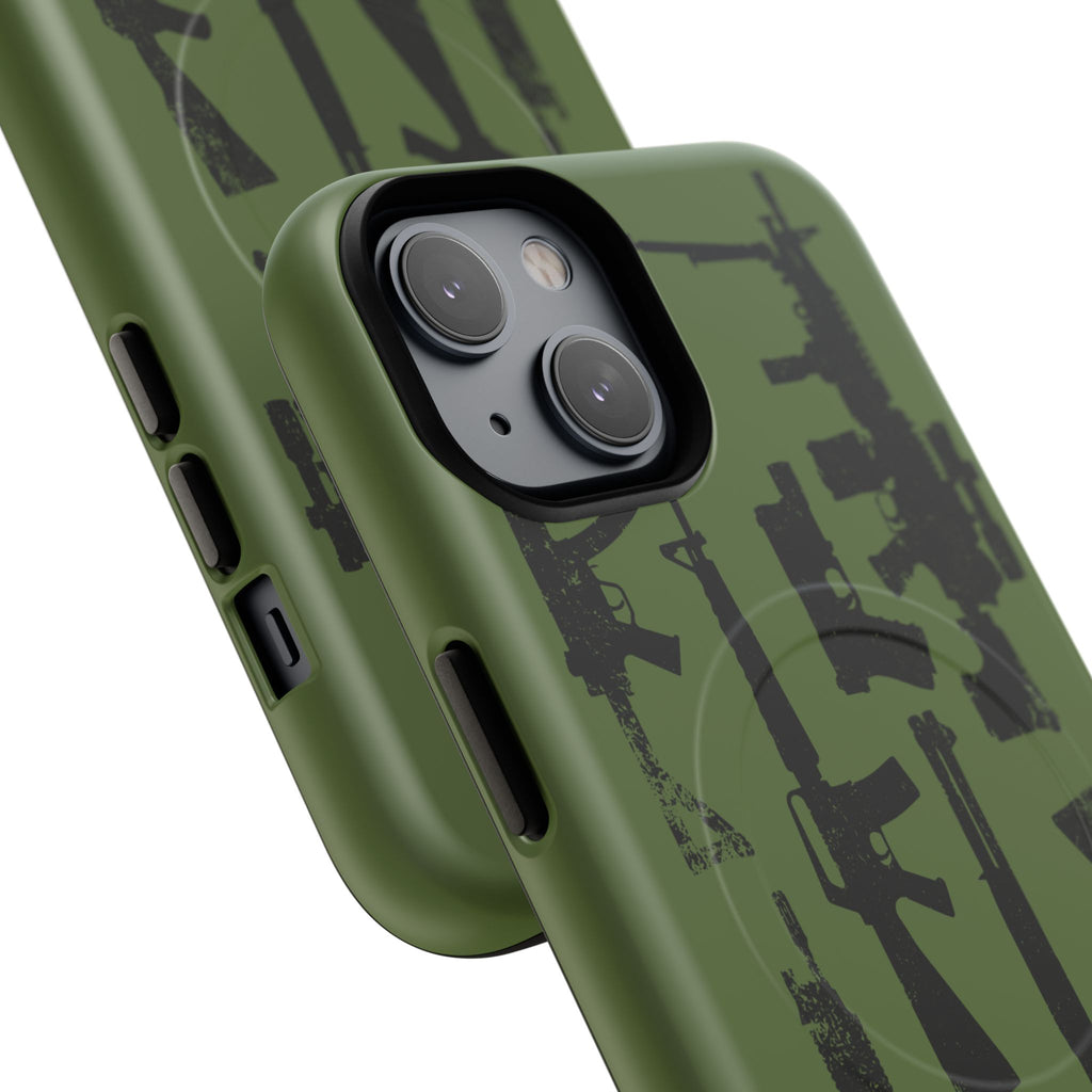 MagSafe Compatible GREEN 'Machine'-Gun iPhone Tough Case