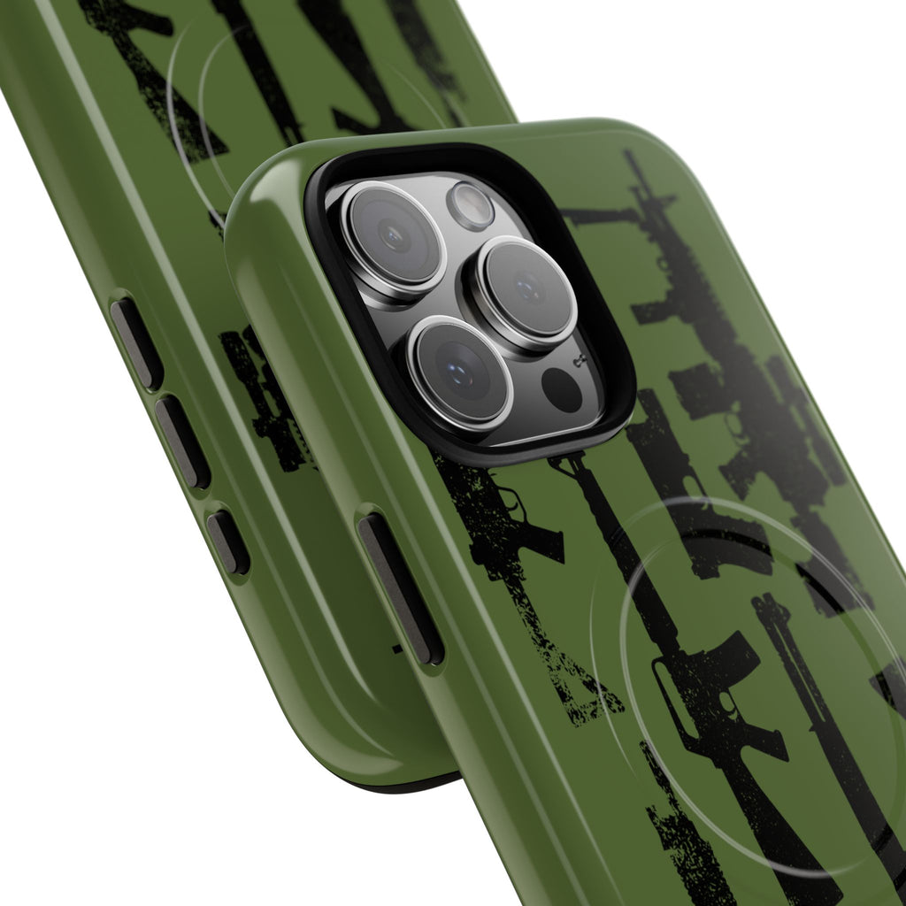 MagSafe Compatible GREEN 'Machine'-Gun iPhone Tough Case