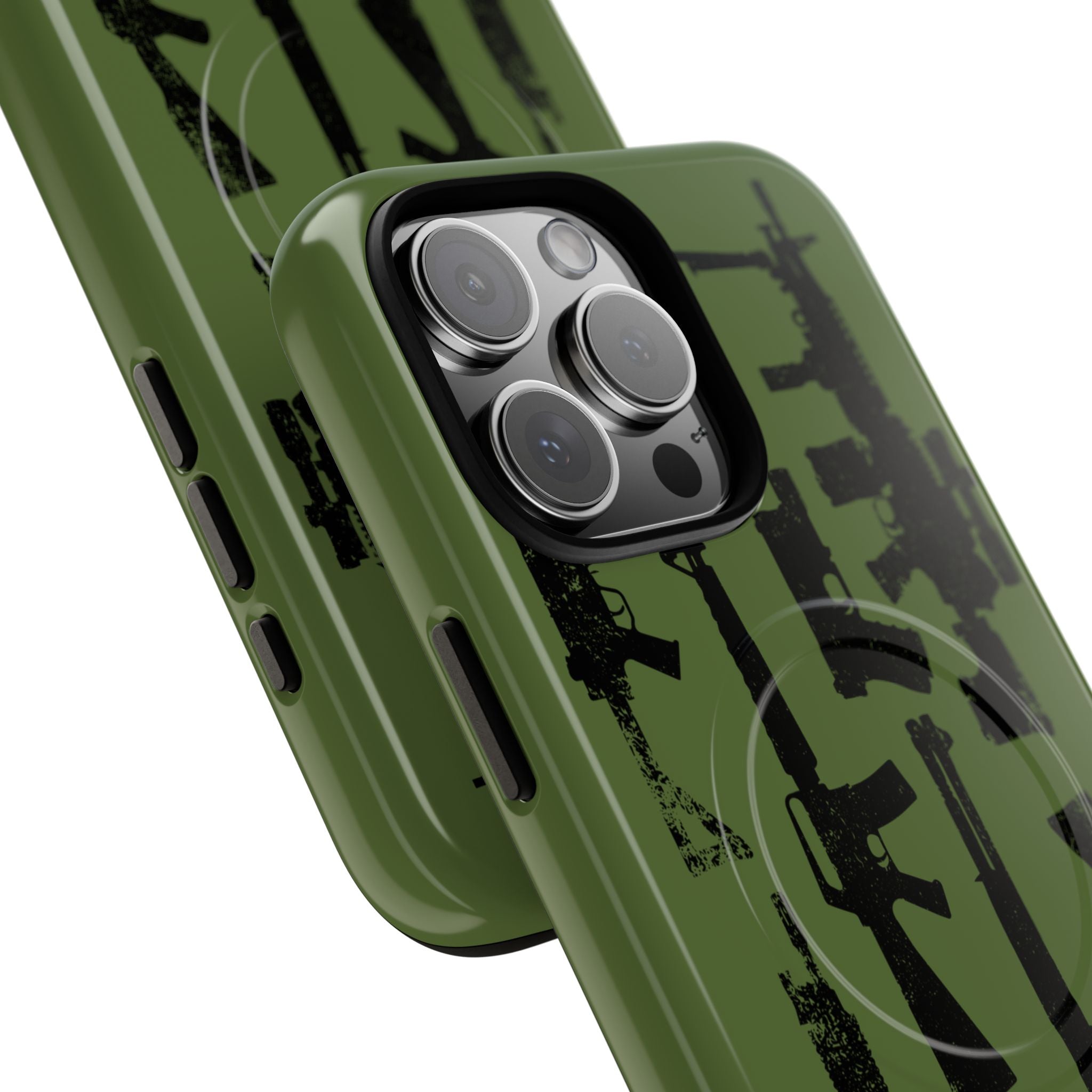 MagSafe Compatible GREEN 'Machine'-Gun iPhone Tough Case