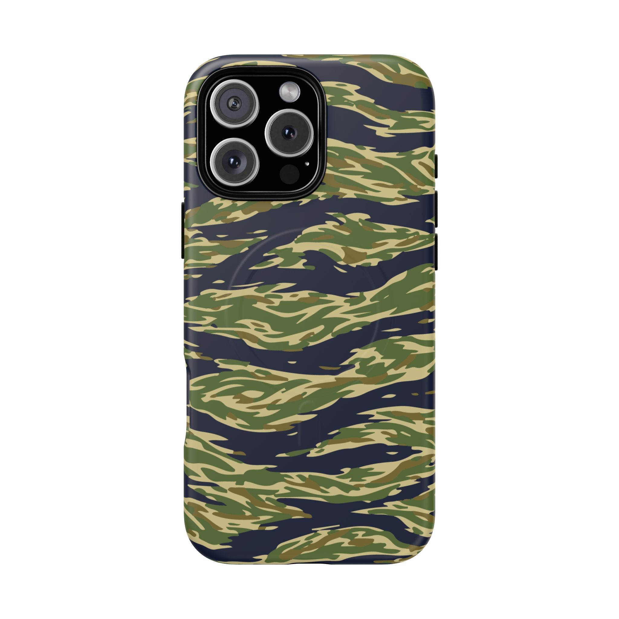 MagSafe® Compatible Tiger Stripe Camouflage iPhone Case – Matte Protective Military Camo Cover