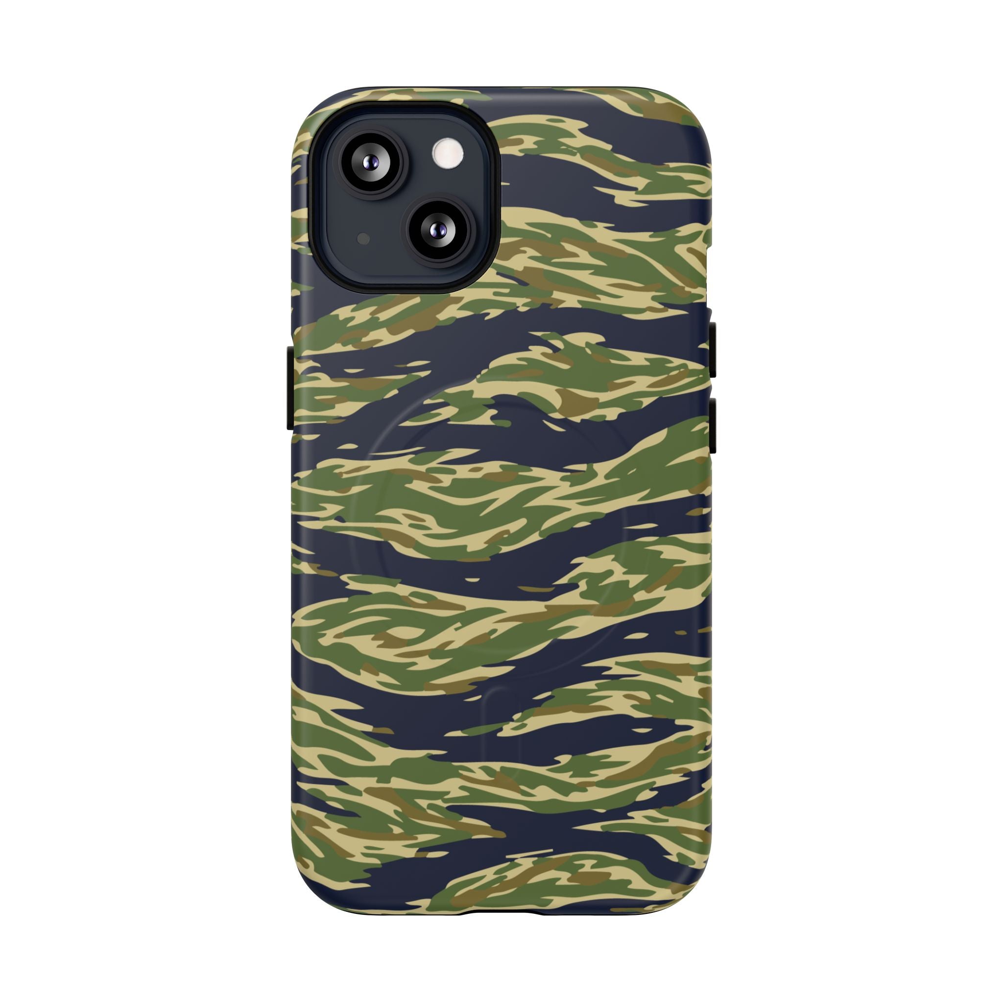 MagSafe® Compatible Tiger Stripe Camouflage iPhone Case – Matte Protective Military Camo Cover