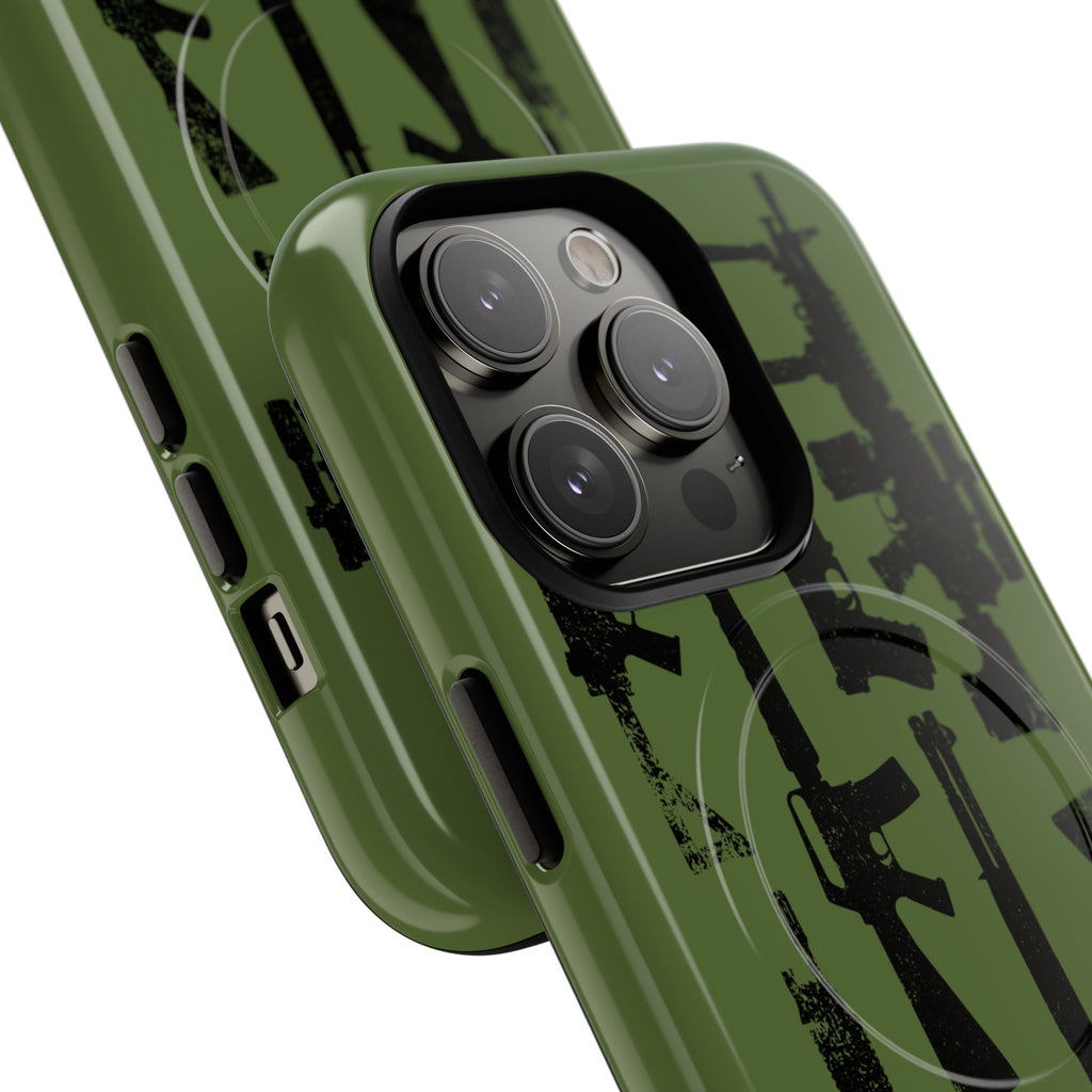 MagSafe Compatible GREEN 'Machine'-Gun iPhone Tough Case