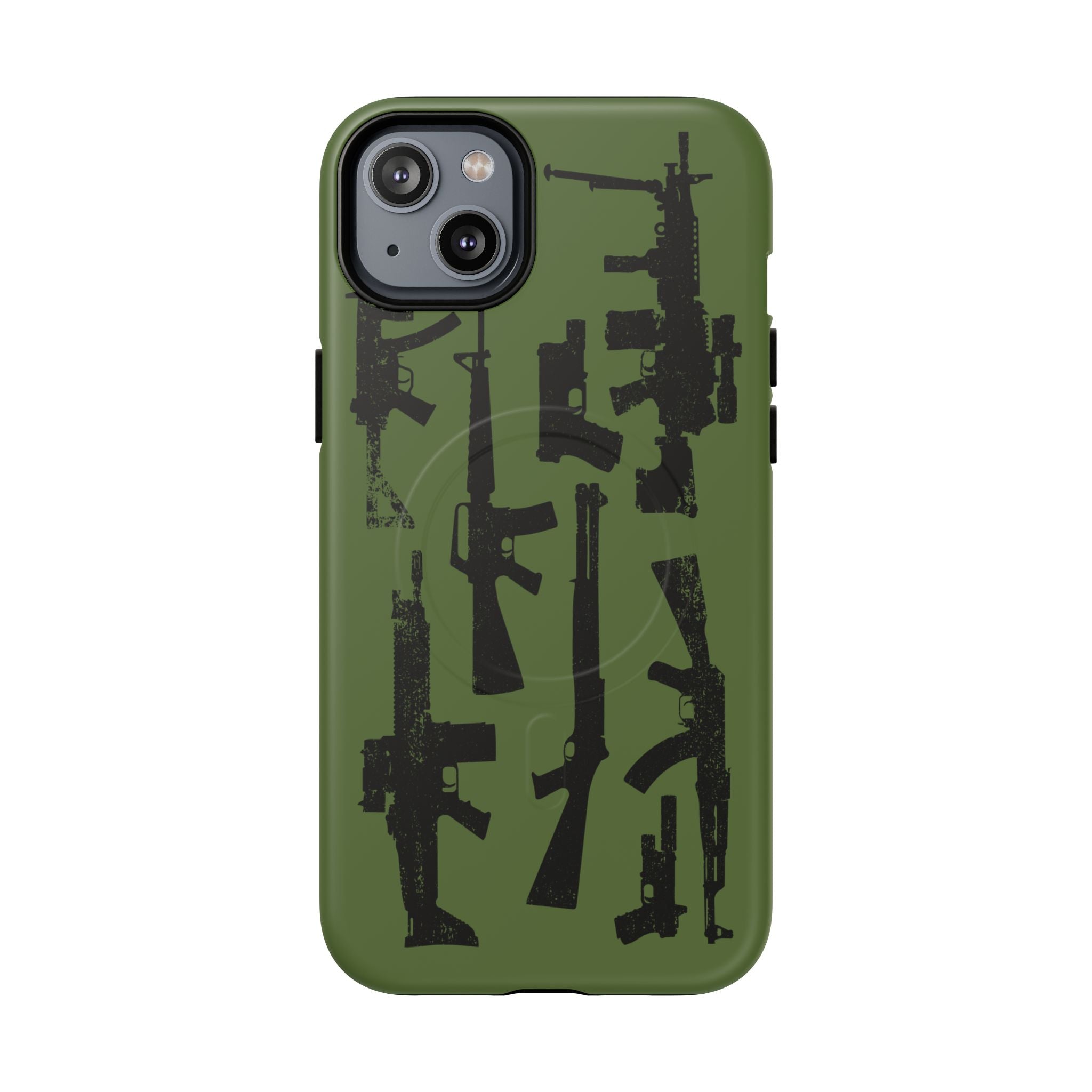 MagSafe Compatible GREEN 'Machine'-Gun iPhone Tough Case