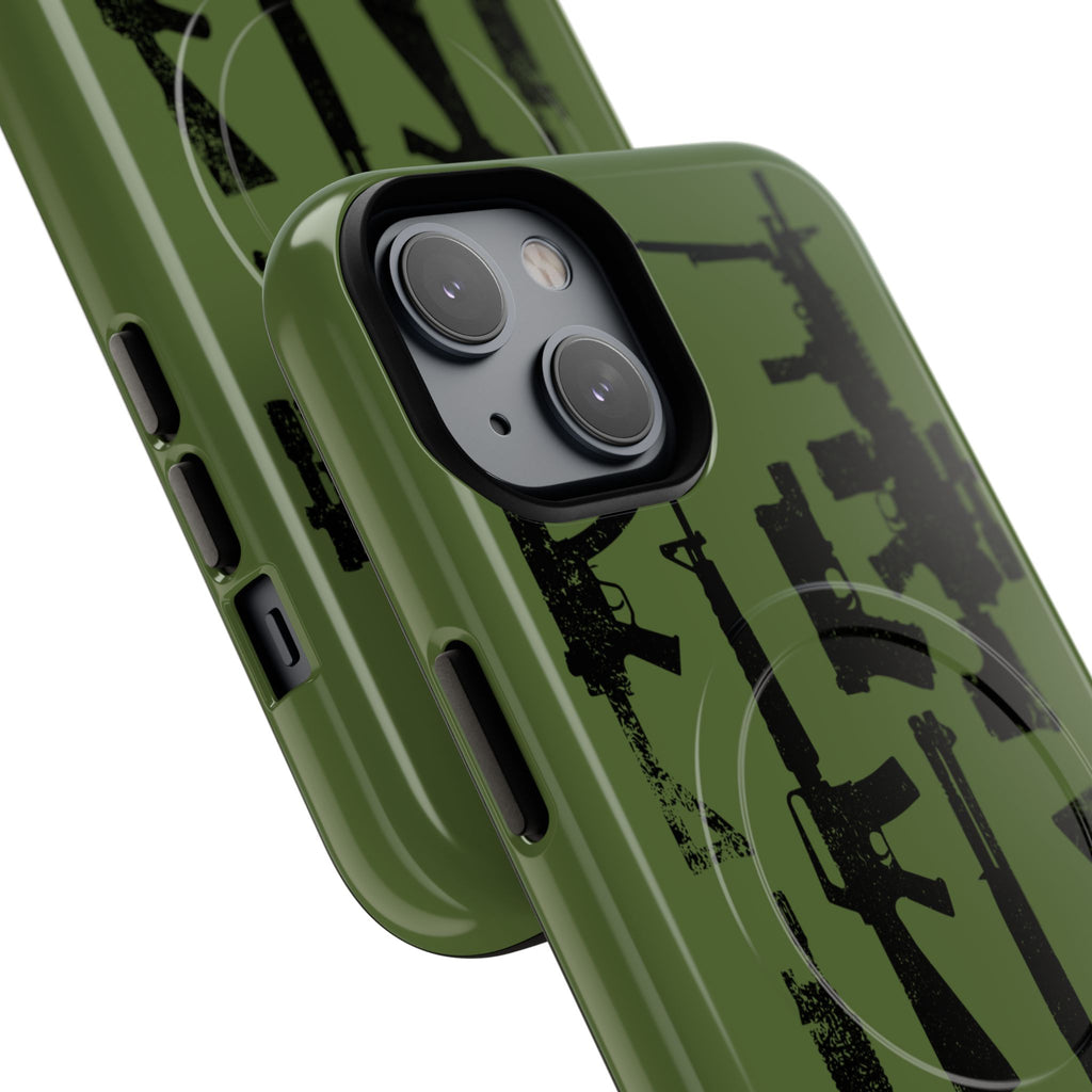 MagSafe Compatible GREEN 'Machine'-Gun iPhone Tough Case