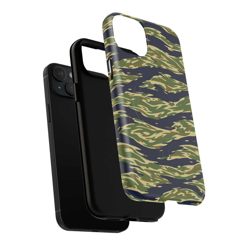 MagSafe® Compatible Tiger Stripe Camouflage iPhone Case – Matte Protective Military Camo Cover