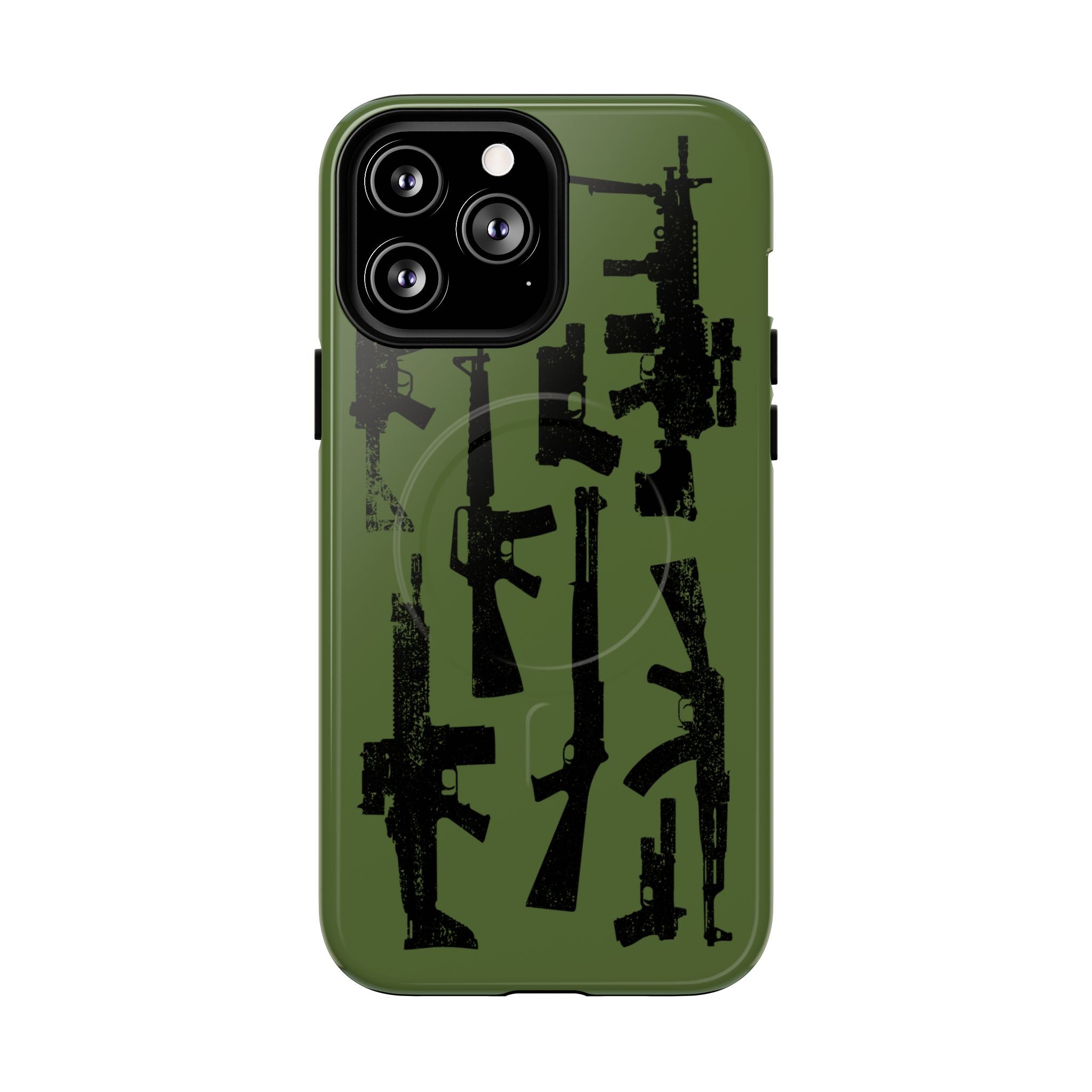MagSafe Compatible GREEN 'Machine'-Gun iPhone Tough Case