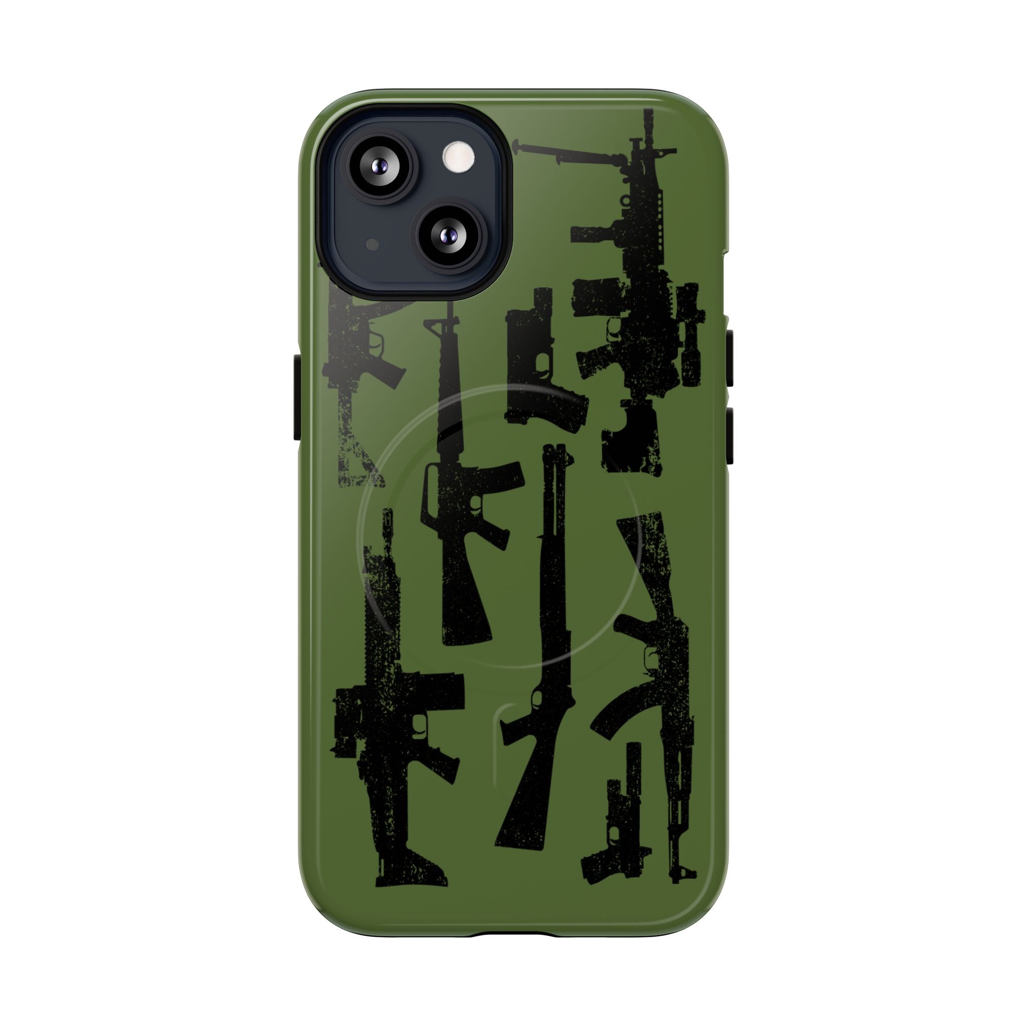 MagSafe Compatible GREEN 'Machine'-Gun iPhone Tough Case