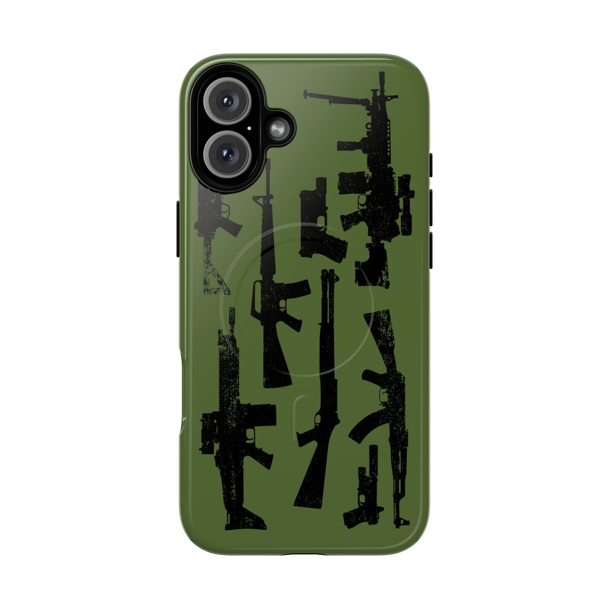 MagSafe Compatible GREEN 'Machine'-Gun iPhone Tough Case