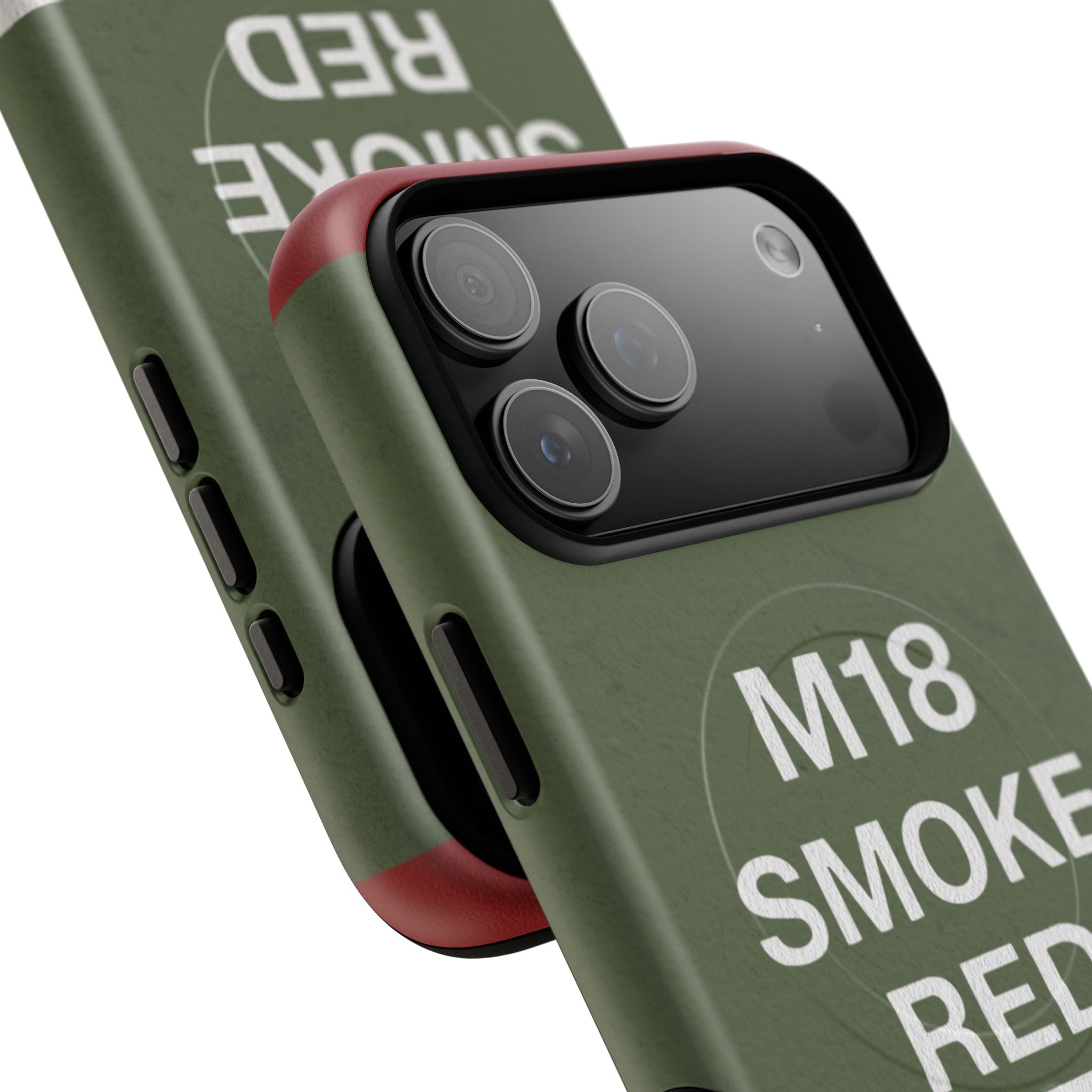 MagSafe® Compatible M18 Smoke Red Tough Phone Case — Military Green Protective Cover