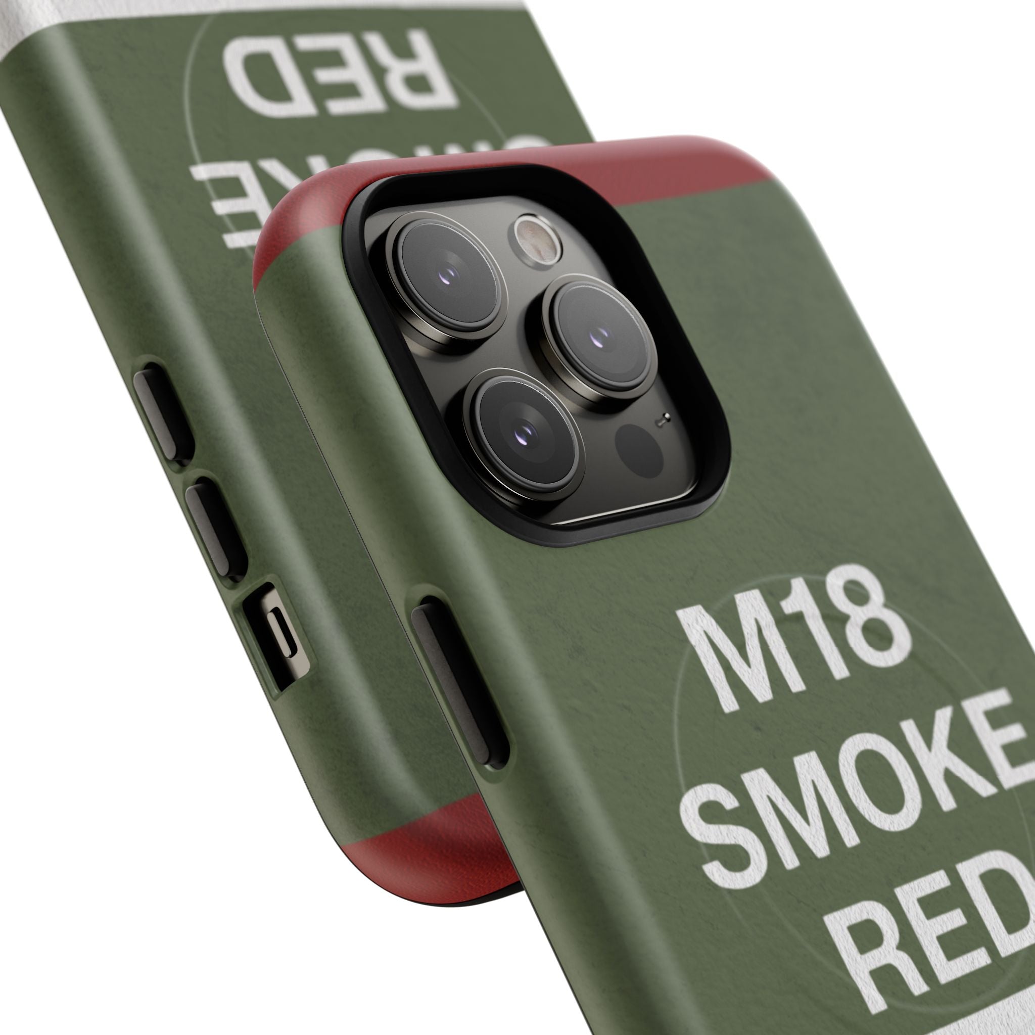 MagSafe® Compatible M18 Smoke Red Tough Phone Case — Military Green Protective Cover
