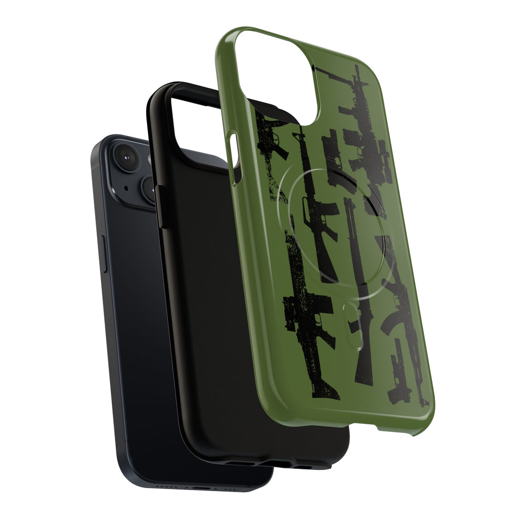 MagSafe Compatible GREEN 'Machine'-Gun iPhone Tough Case