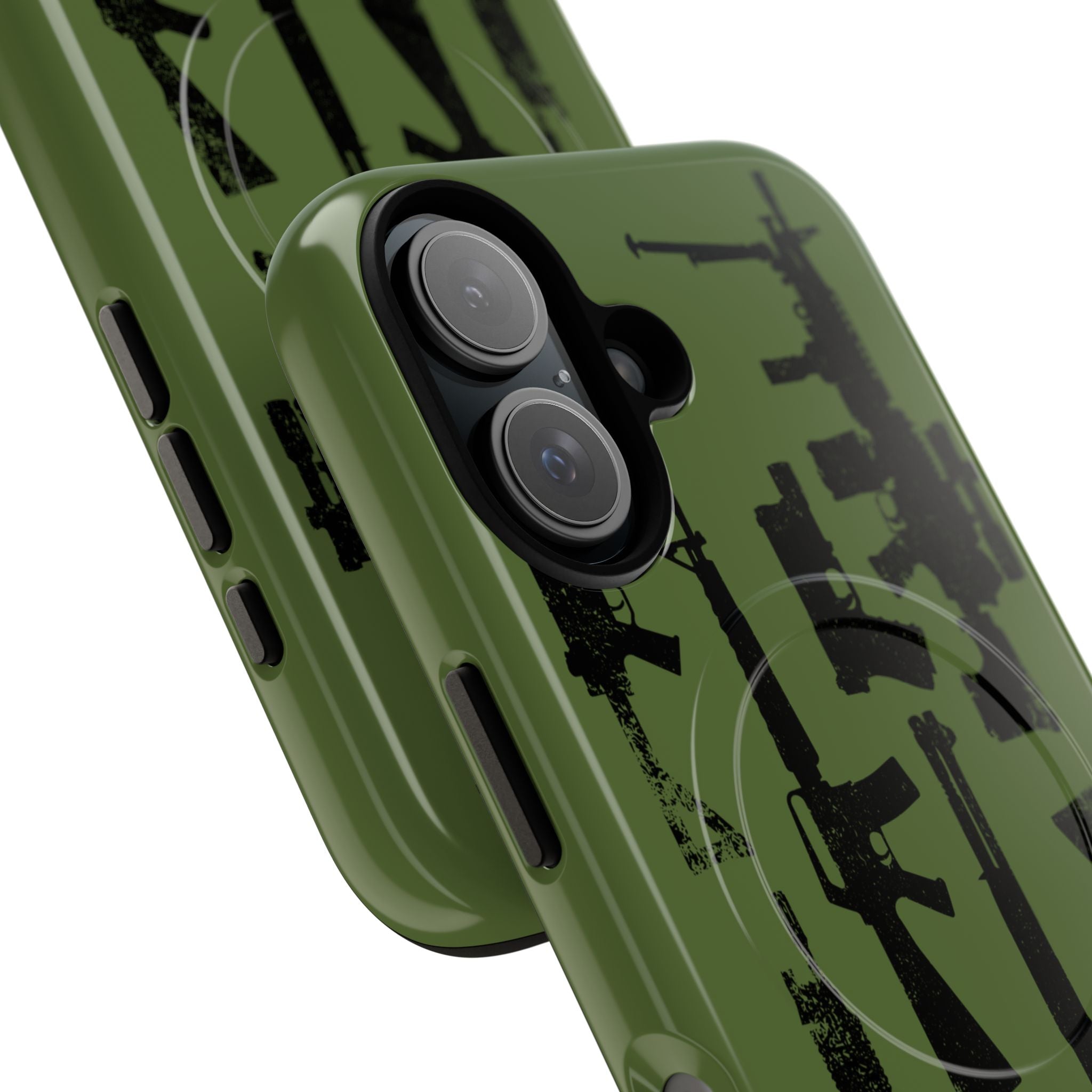 MagSafe Compatible GREEN 'Machine'-Gun iPhone Tough Case