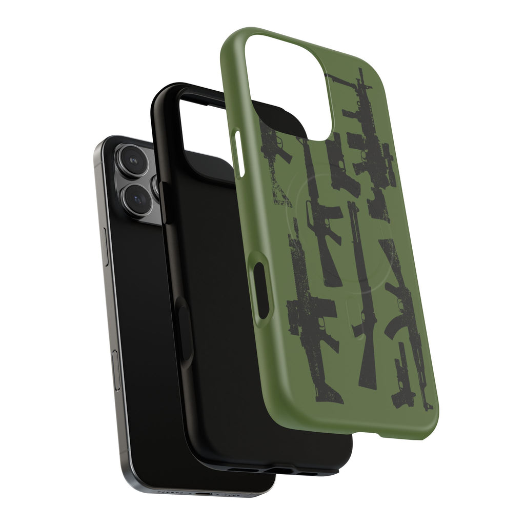 MagSafe Compatible GREEN 'Machine'-Gun iPhone Tough Case