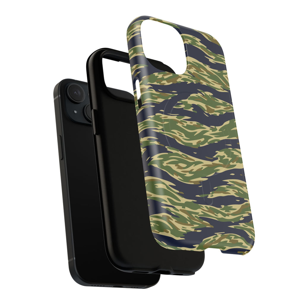 MagSafe® Compatible Tiger Stripe Camouflage iPhone Case – Matte Protective Military Camo Cover