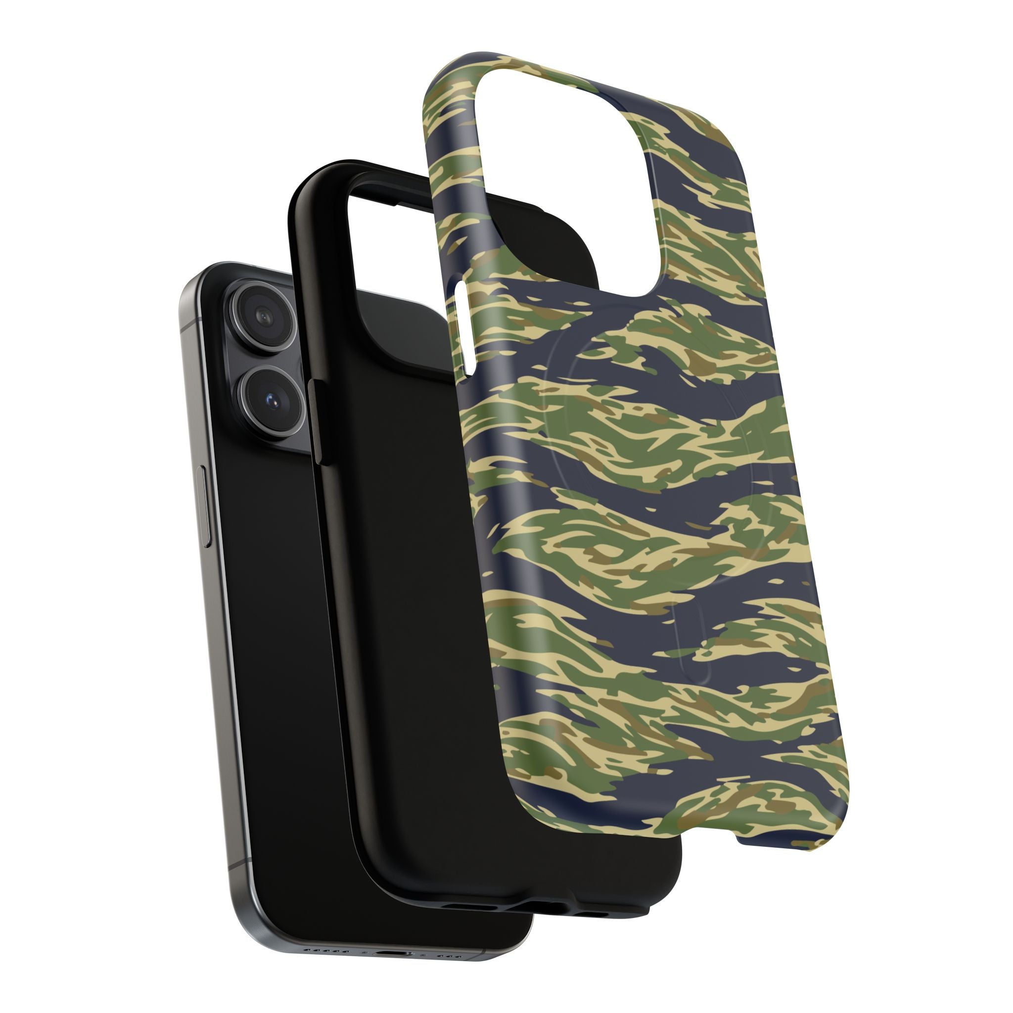 MagSafe® Compatible Tiger Stripe Camouflage iPhone Case – Matte Protective Military Camo Cover