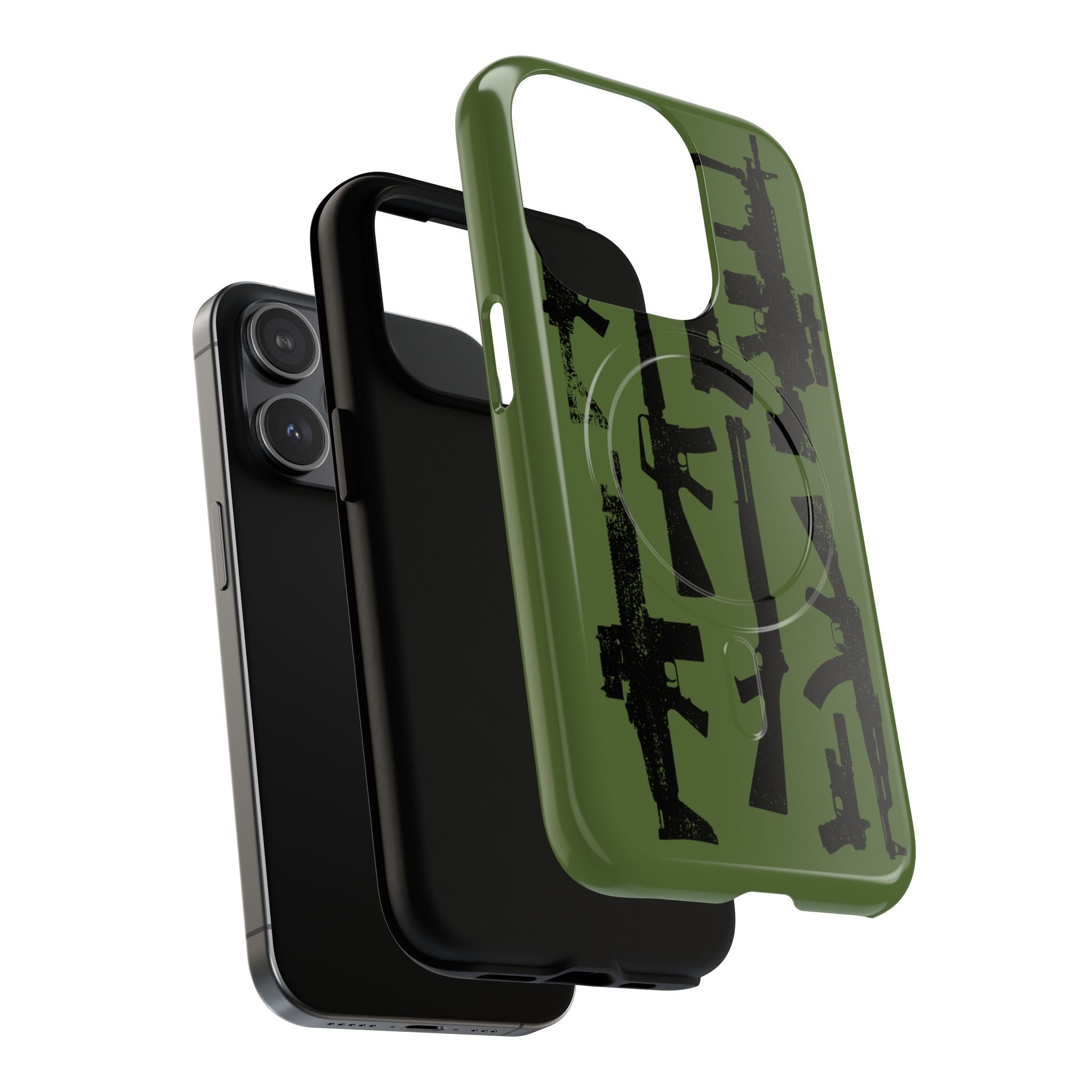 MagSafe Compatible GREEN 'Machine'-Gun iPhone Tough Case