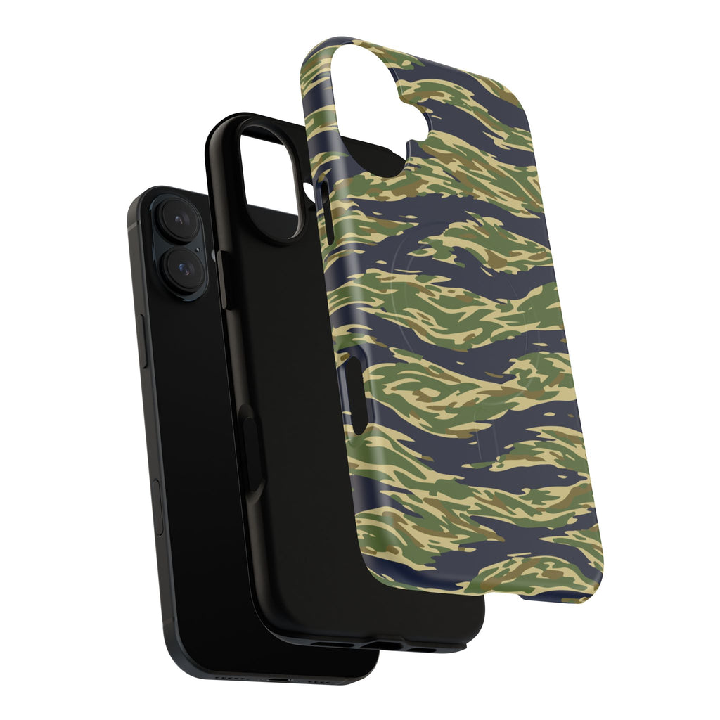 MagSafe® Compatible Tiger Stripe Camouflage iPhone Case – Matte Protective Military Camo Cover