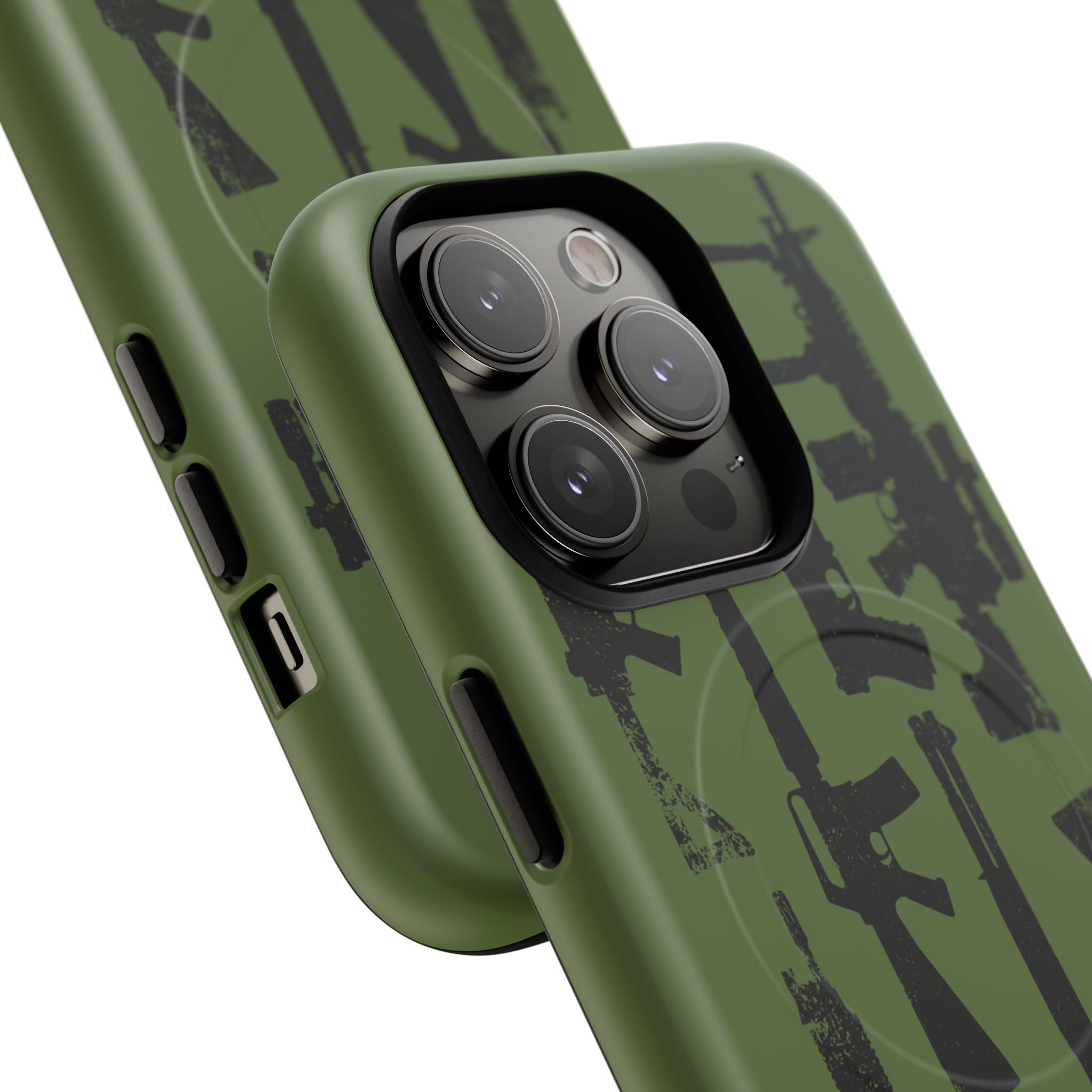 MagSafe Compatible GREEN 'Machine'-Gun iPhone Tough Case