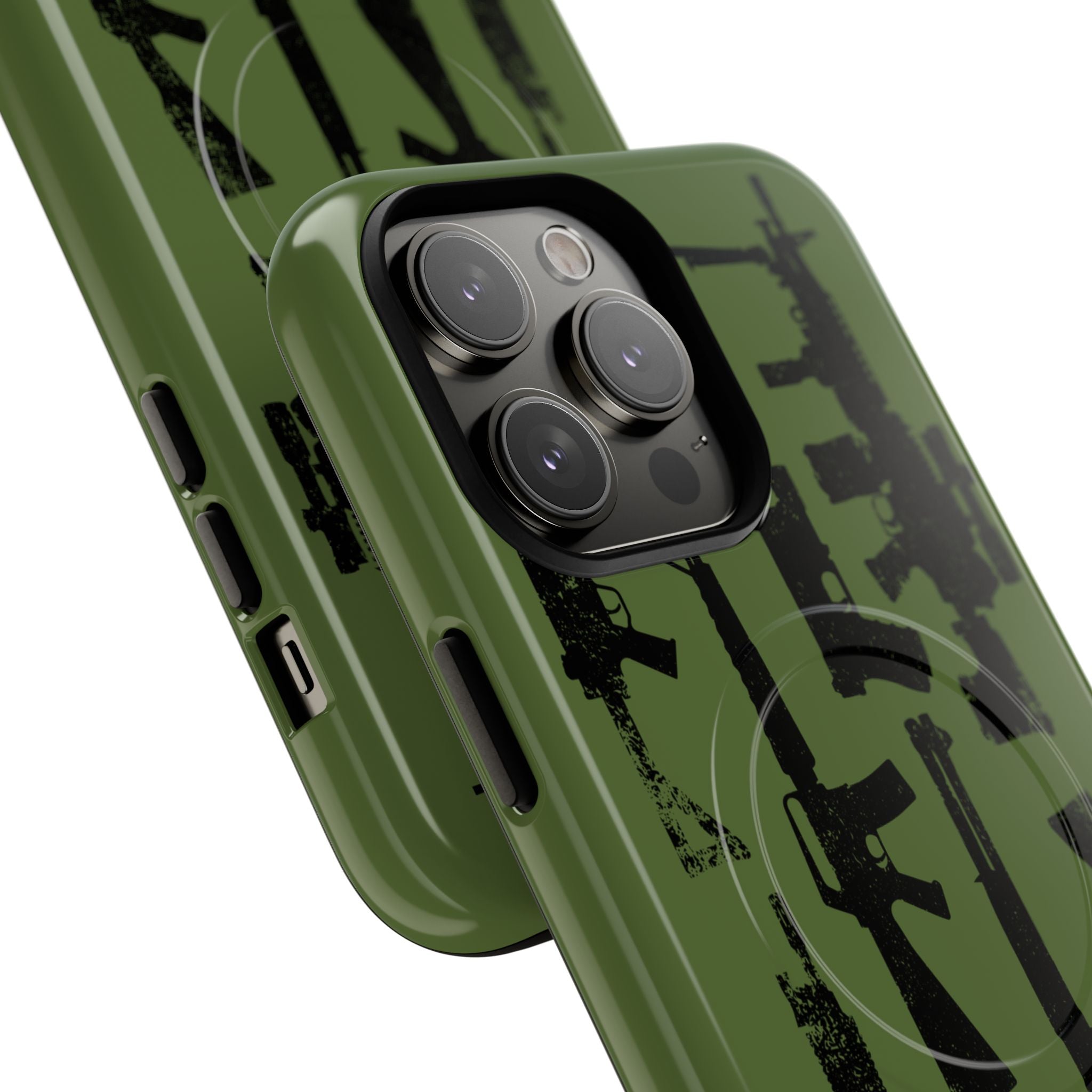 MagSafe Compatible GREEN 'Machine'-Gun iPhone Tough Case
