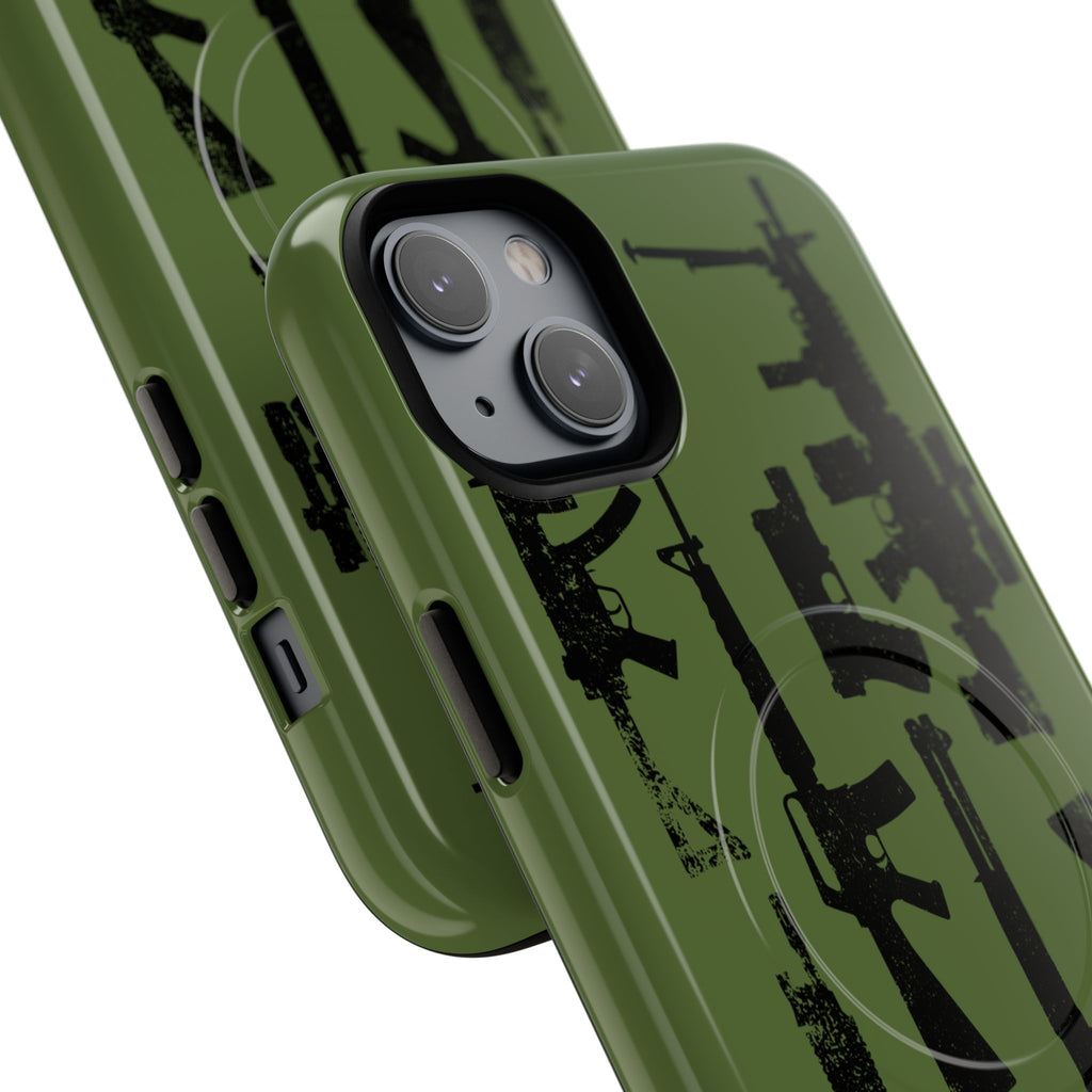 MagSafe Compatible GREEN 'Machine'-Gun iPhone Tough Case
