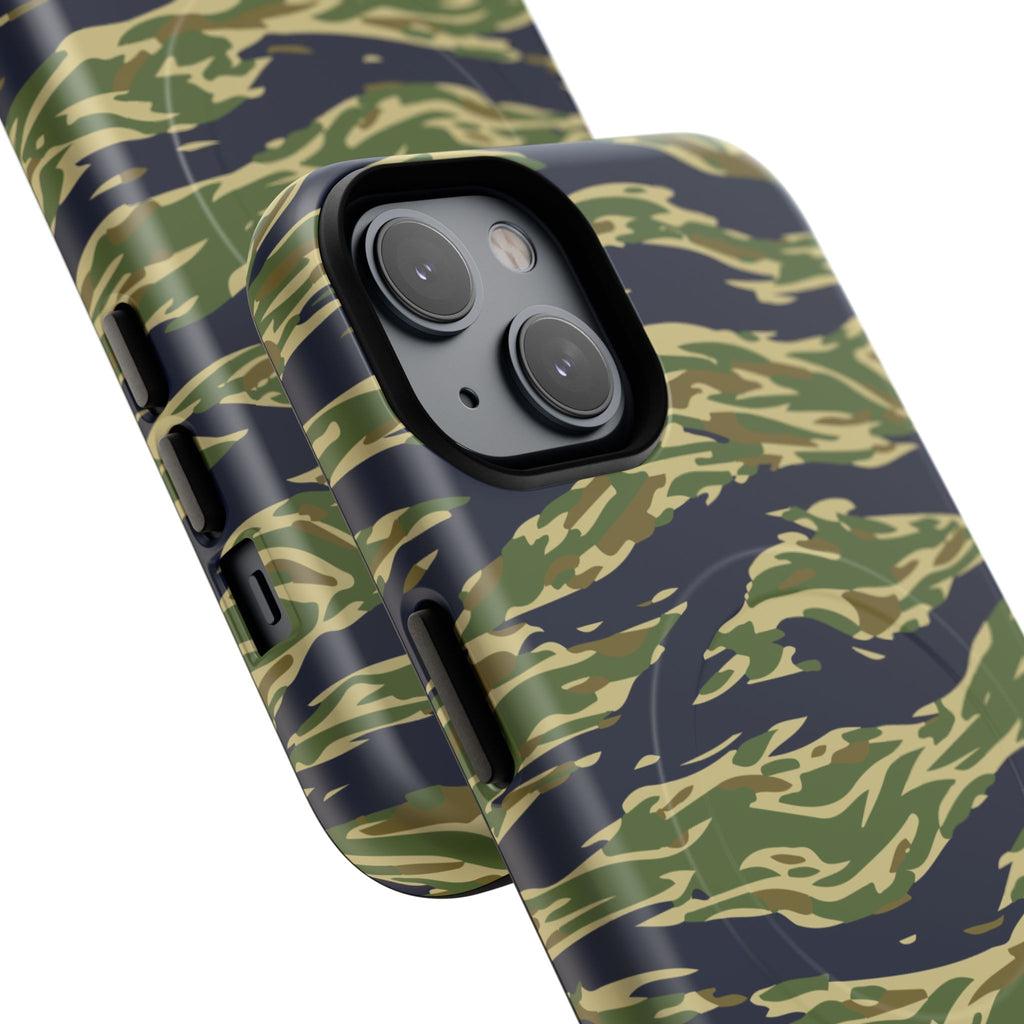 MagSafe® Compatible Tiger Stripe Camouflage iPhone Case – Matte Protective Military Camo Cover