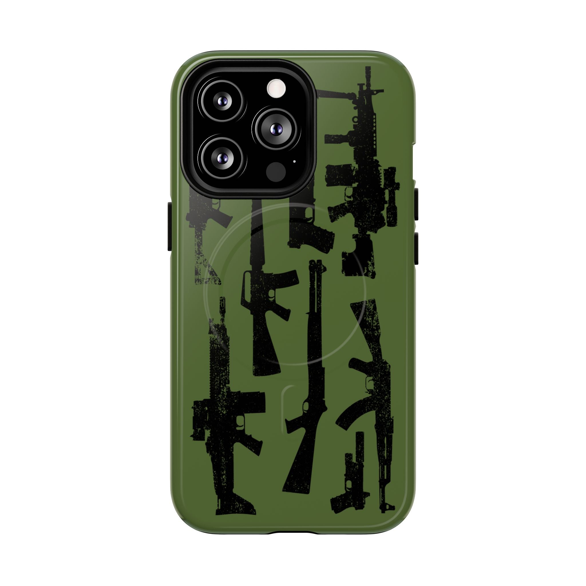 MagSafe Compatible GREEN 'Machine'-Gun iPhone Tough Case