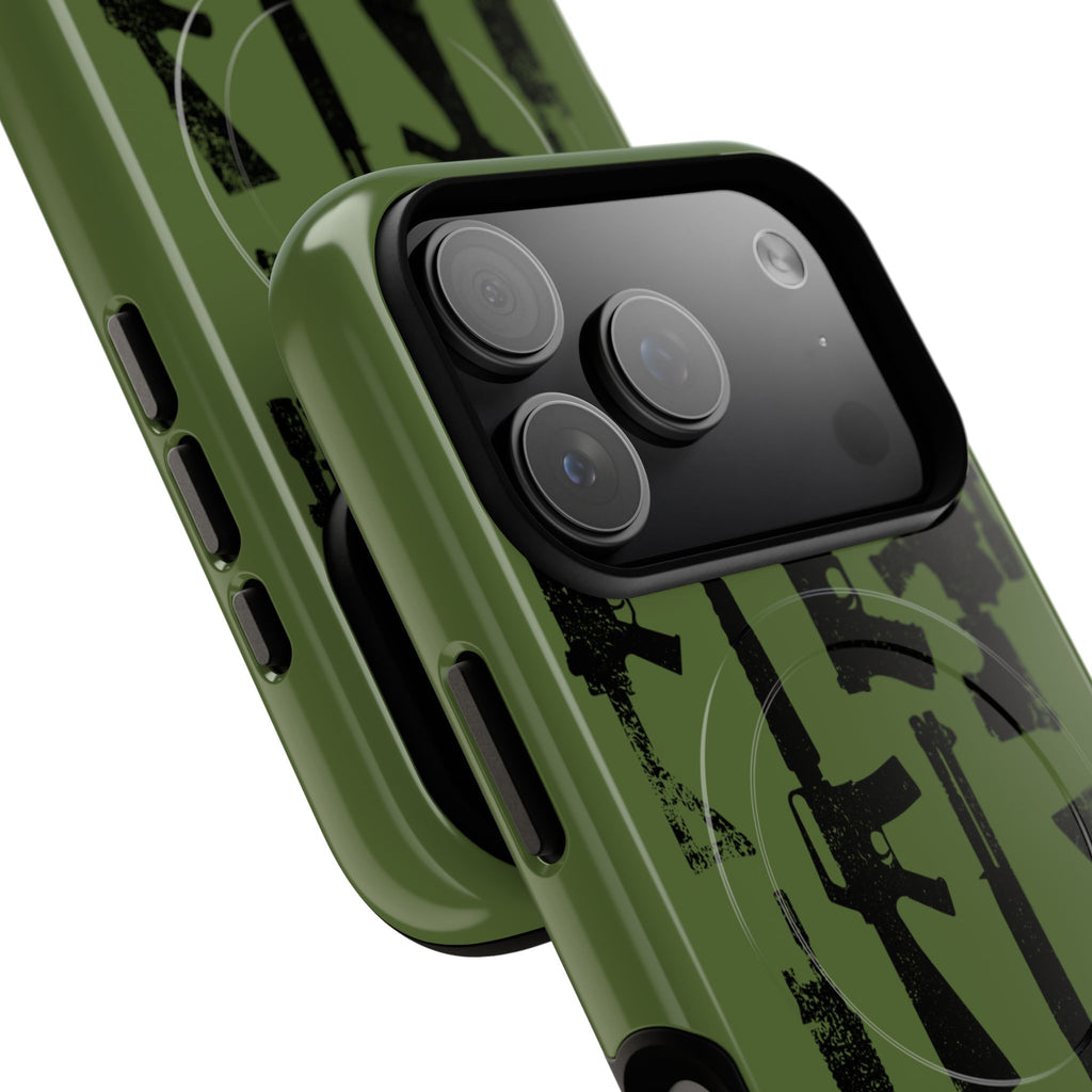 MagSafe Compatible GREEN 'Machine'-Gun iPhone Tough Case