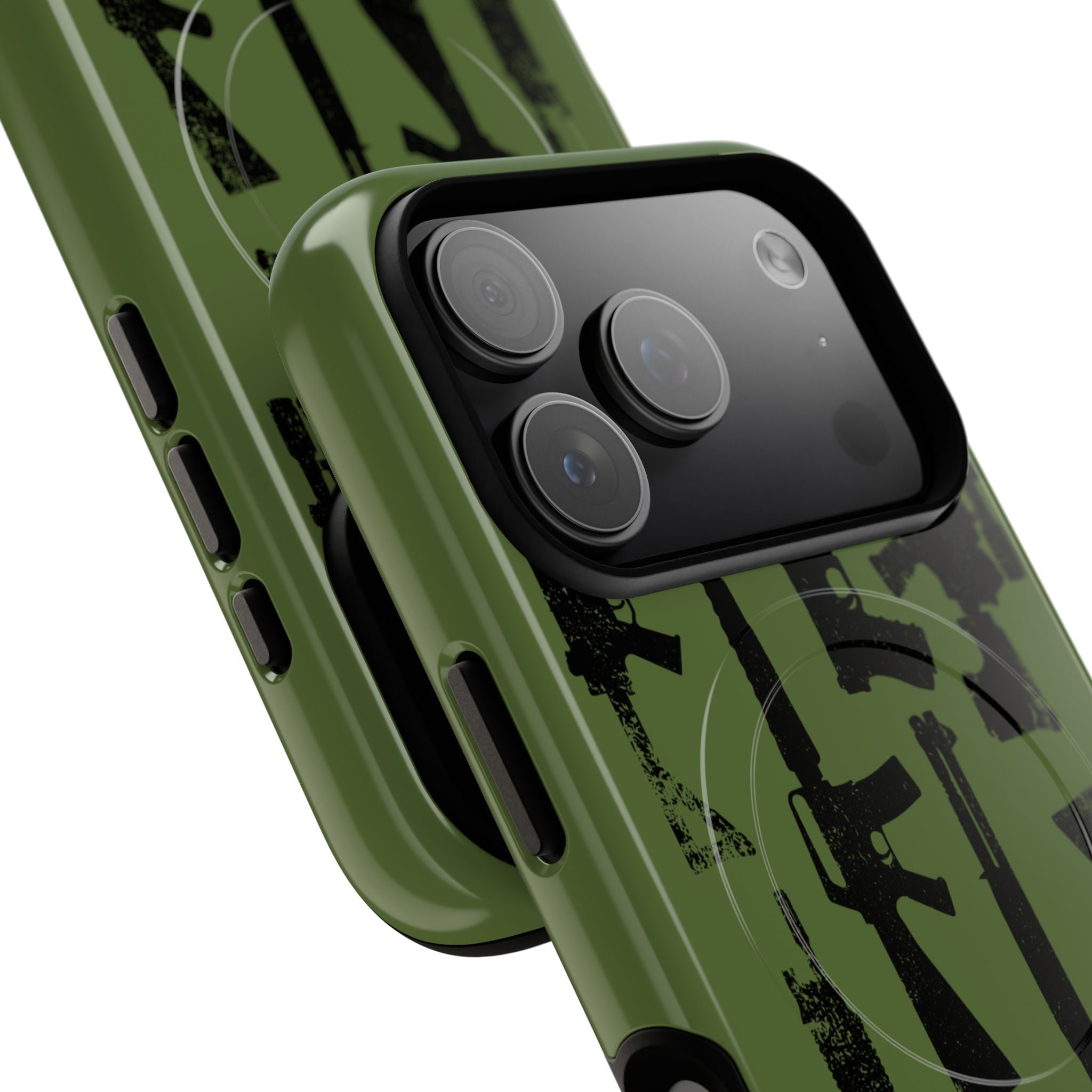 MagSafe Compatible GREEN 'Machine'-Gun iPhone Tough Case