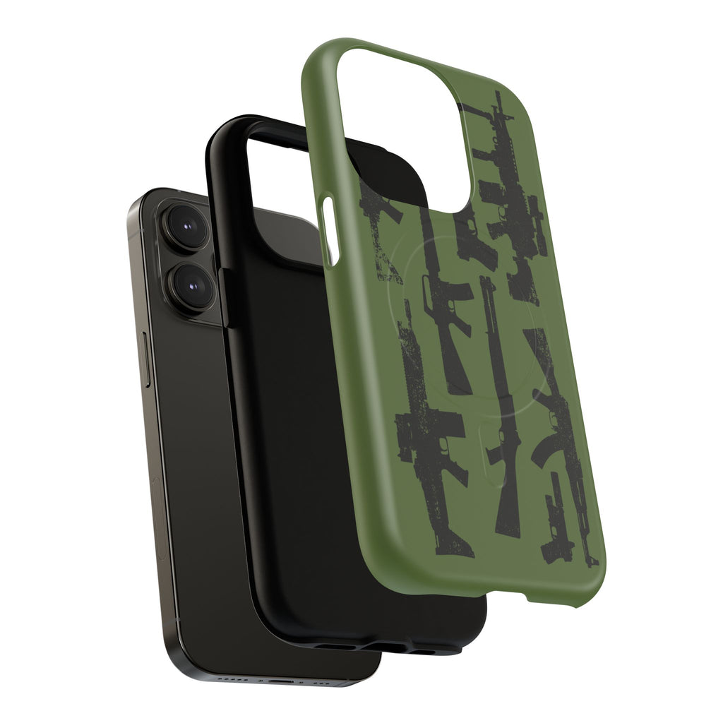 MagSafe Compatible GREEN 'Machine'-Gun iPhone Tough Case