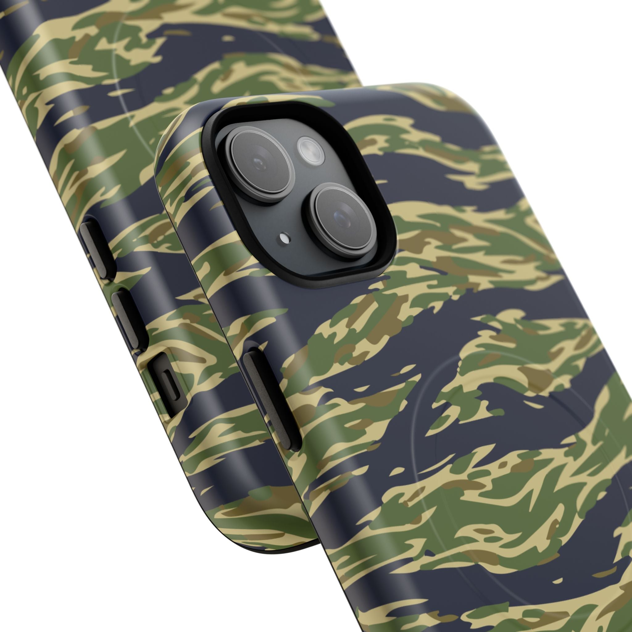 MagSafe® Compatible Tiger Stripe Camouflage iPhone Case – Matte Protective Military Camo Cover