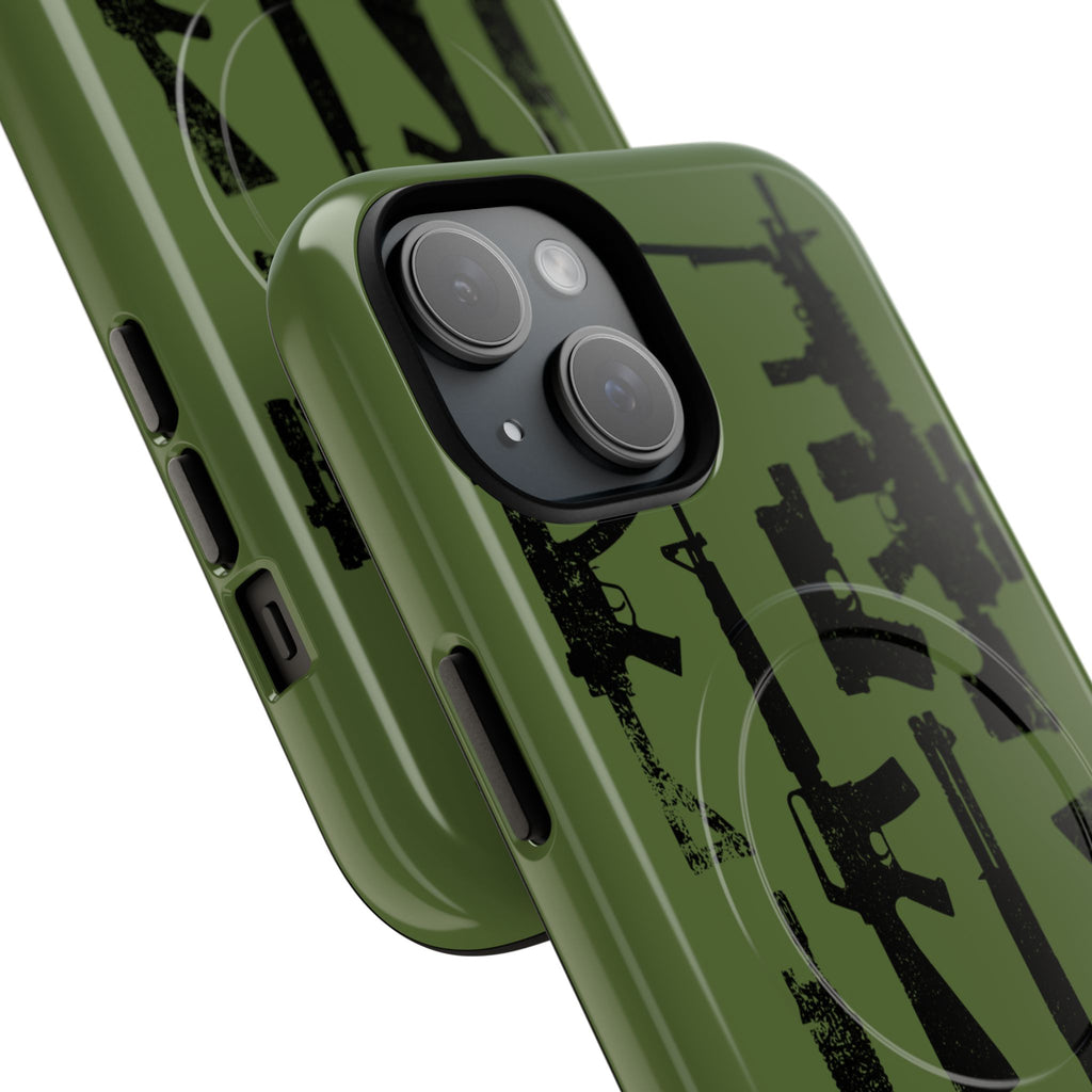 MagSafe Compatible GREEN 'Machine'-Gun iPhone Tough Case