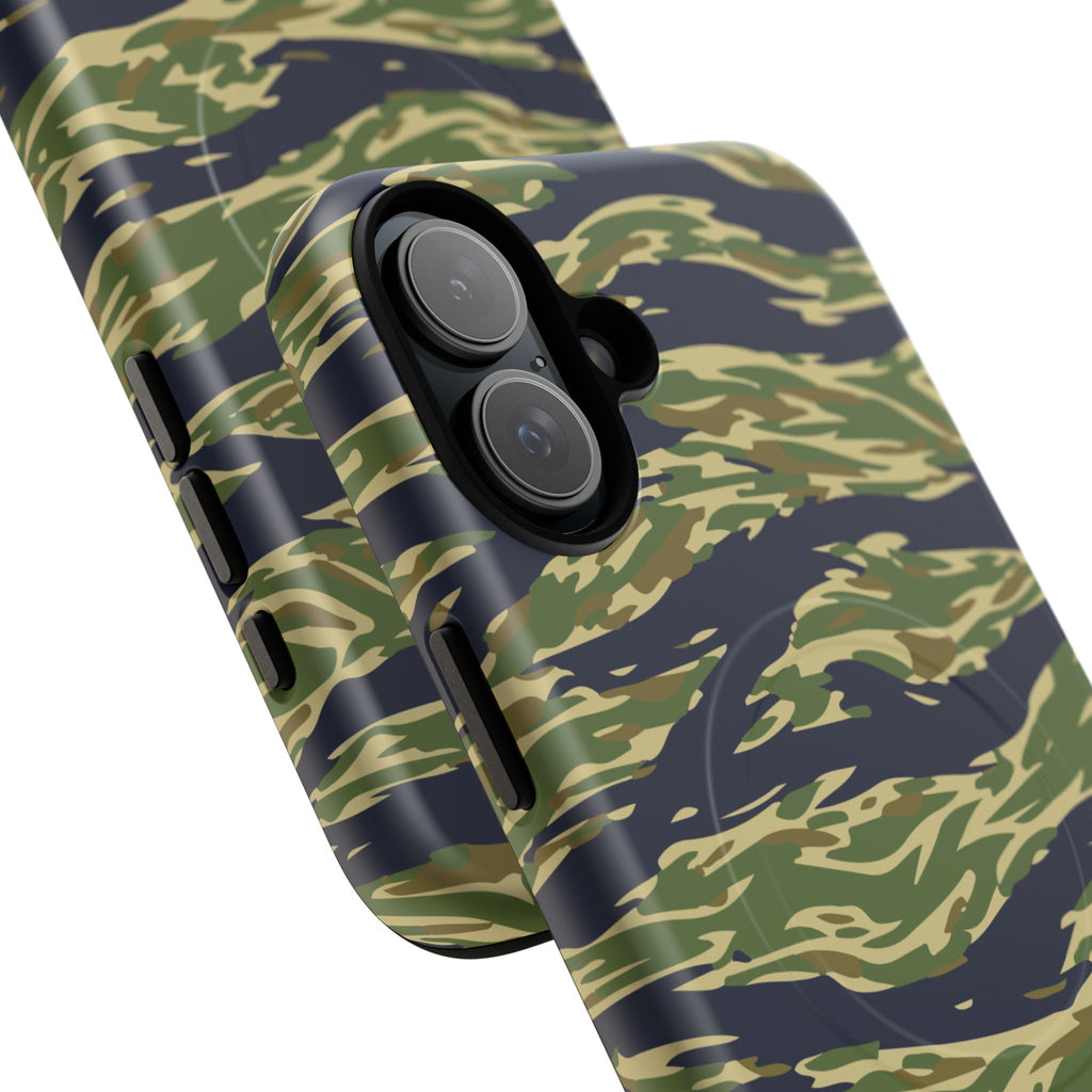 MagSafe® Compatible Tiger Stripe Camouflage iPhone Case – Matte Protective Military Camo Cover