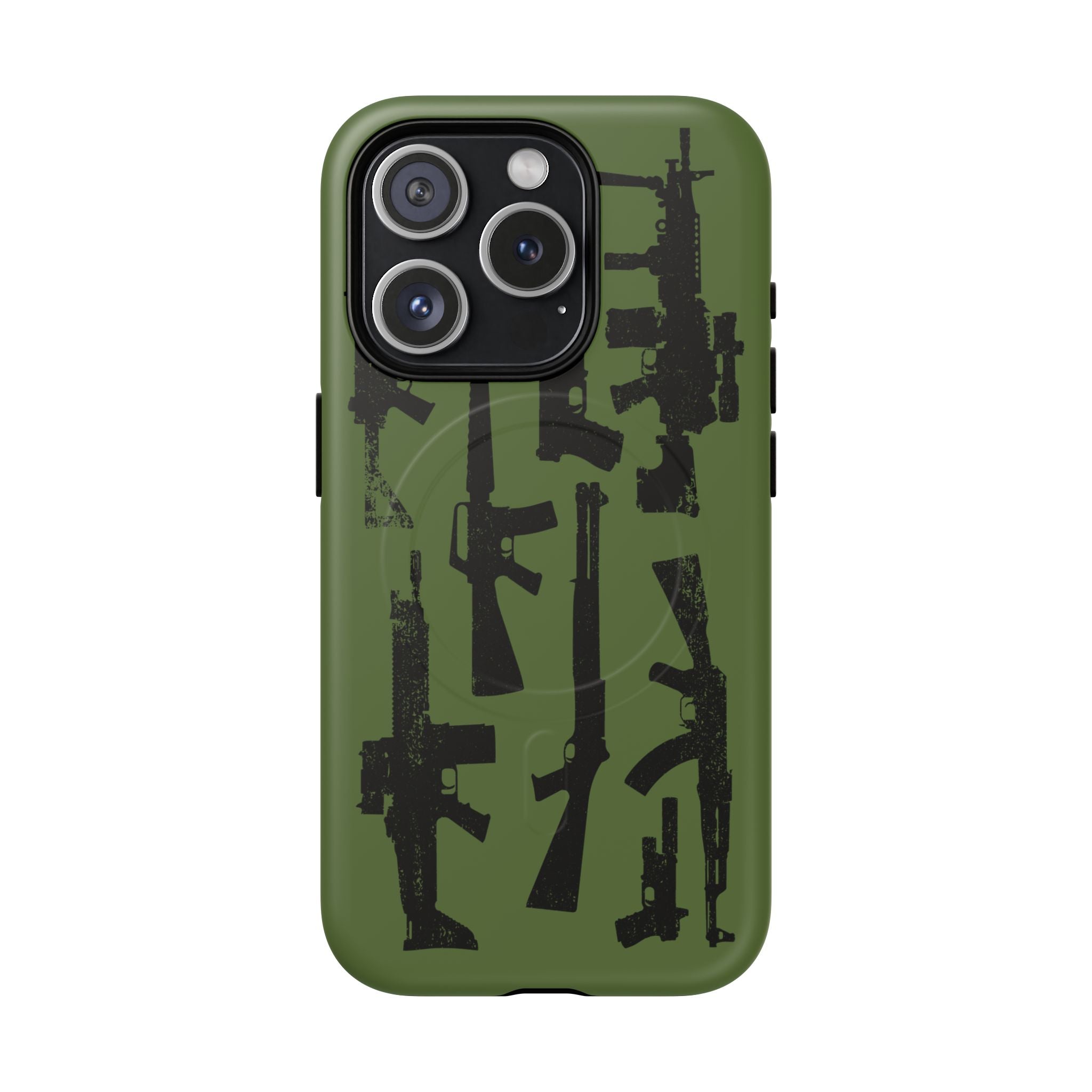 MagSafe Compatible GREEN 'Machine'-Gun iPhone Tough Case