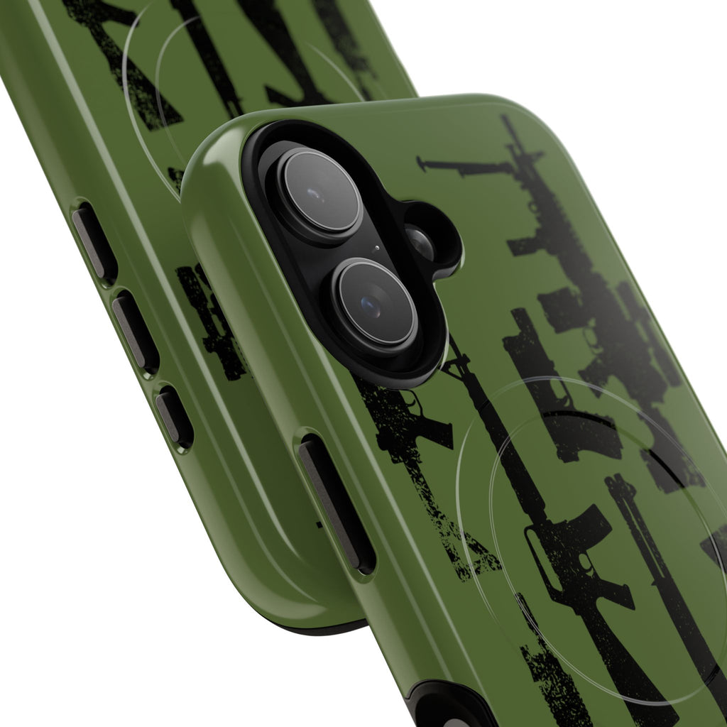 MagSafe Compatible GREEN 'Machine'-Gun iPhone Tough Case