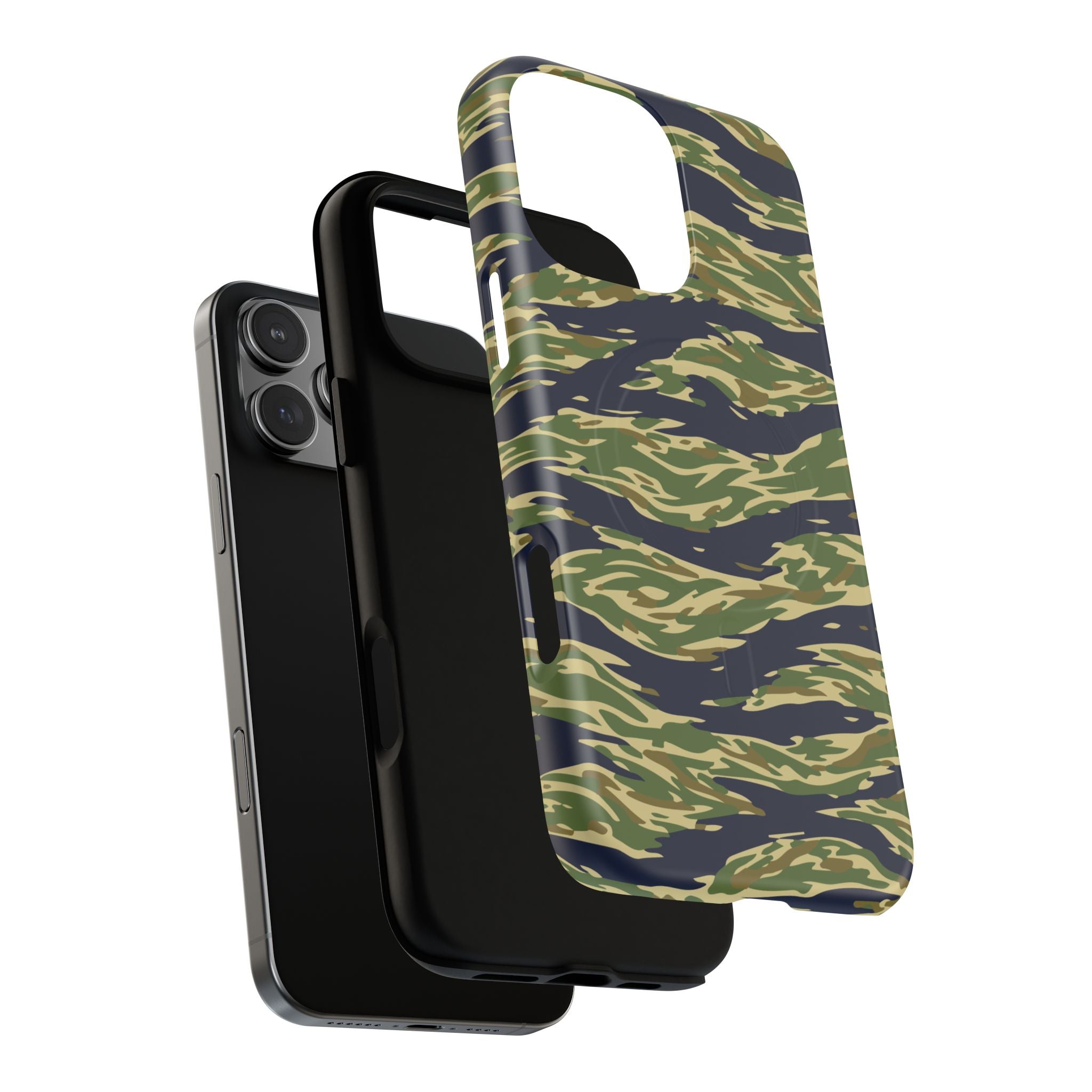MagSafe® Compatible Tiger Stripe Camouflage iPhone Case – Matte Protective Military Camo Cover