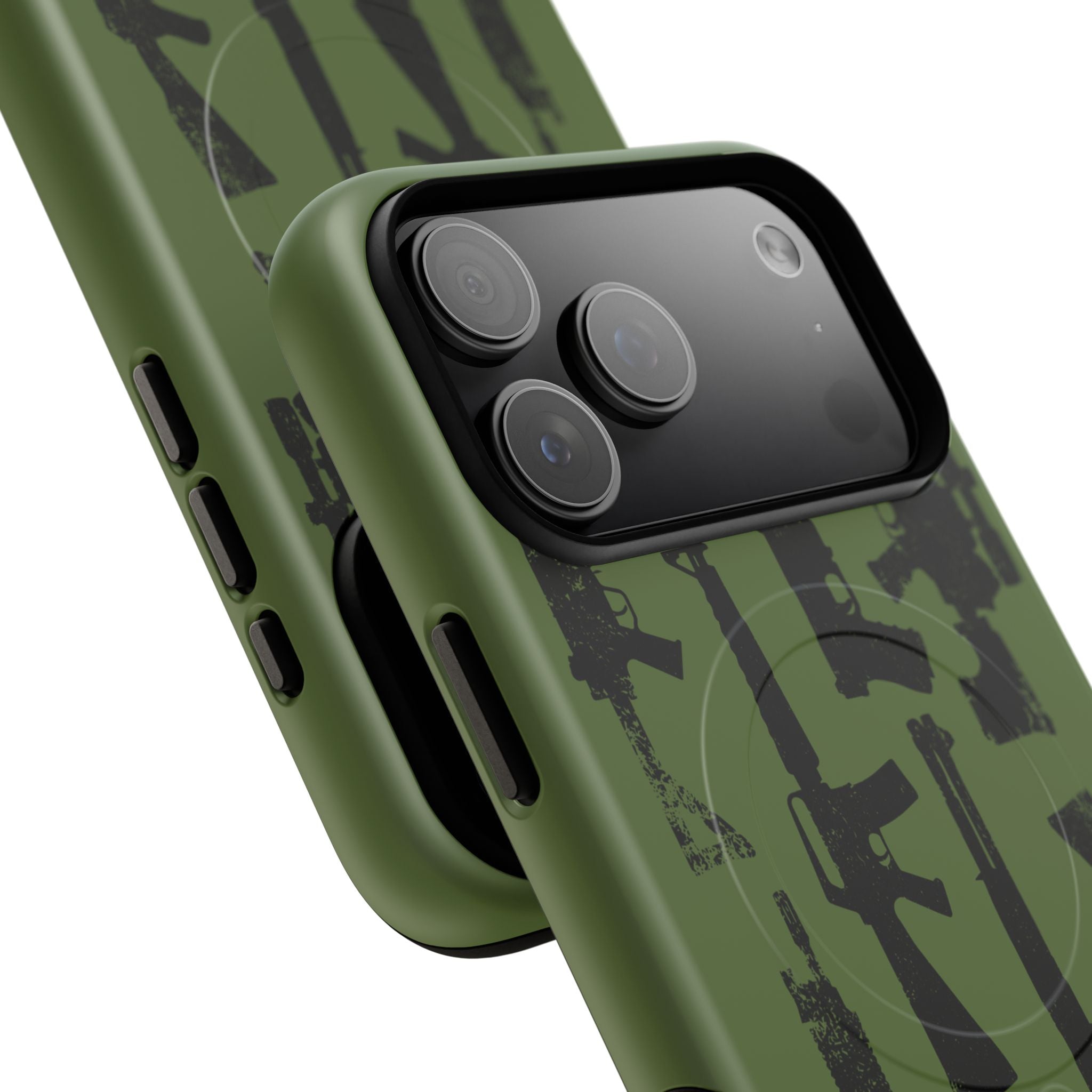 MagSafe Compatible GREEN 'Machine'-Gun iPhone Tough Case
