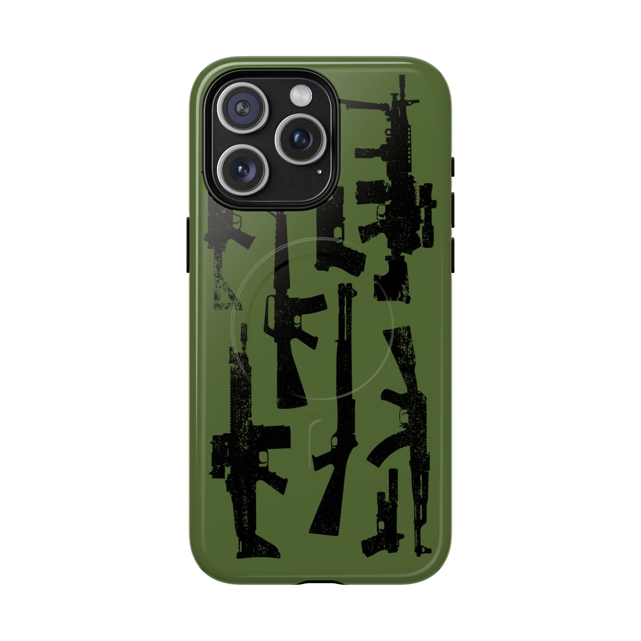 MagSafe Compatible GREEN 'Machine'-Gun iPhone Tough Case