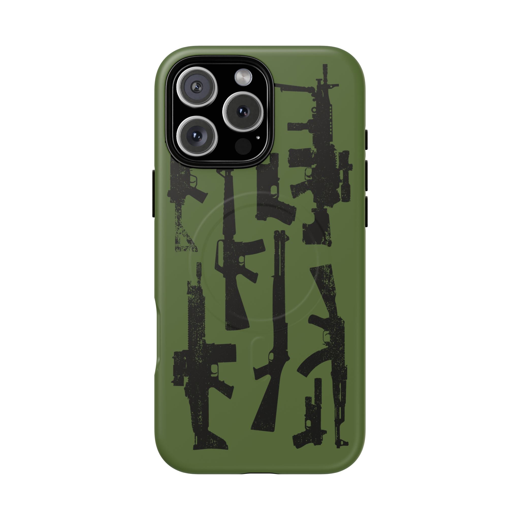 MagSafe Compatible GREEN 'Machine'-Gun iPhone Tough Case