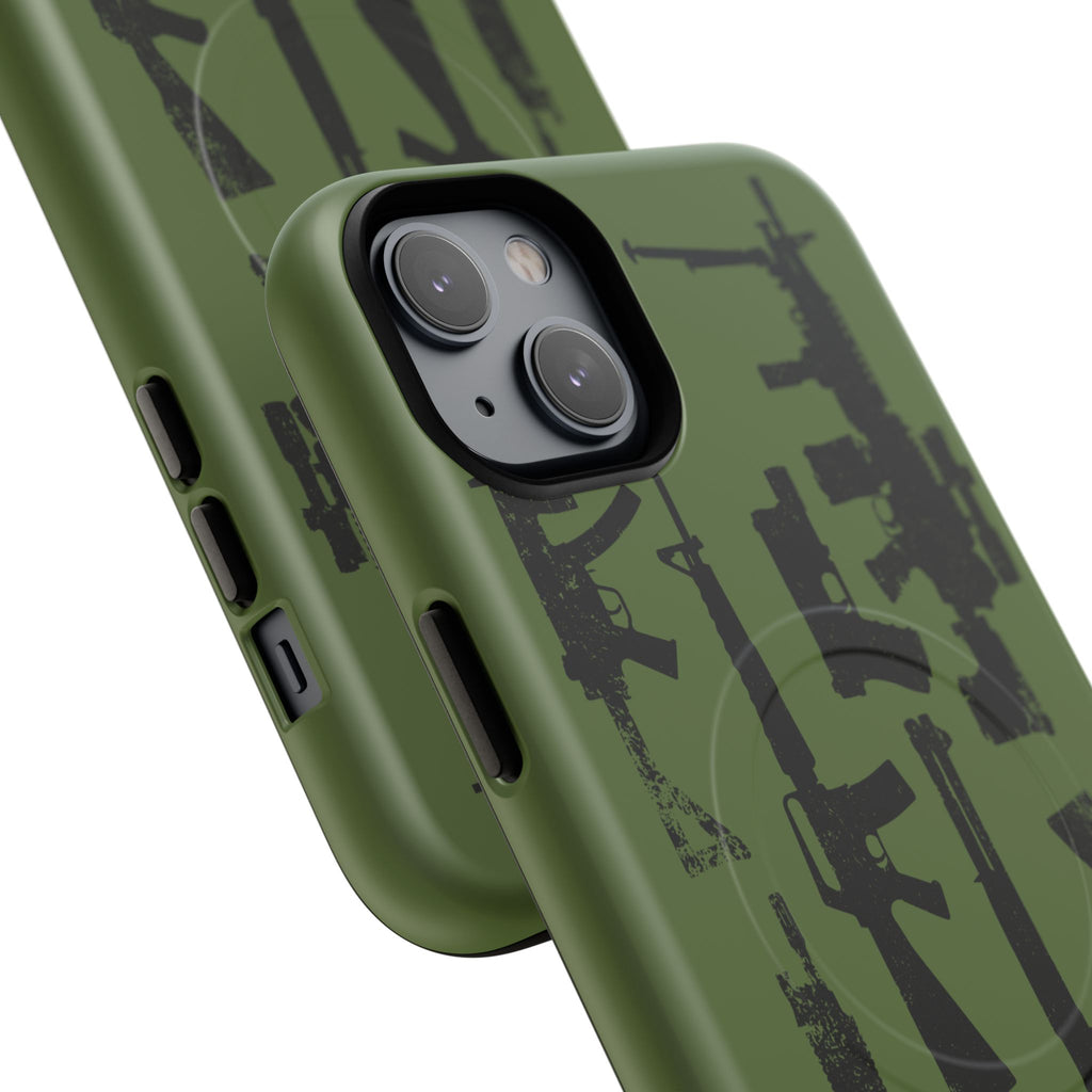 MagSafe Compatible GREEN 'Machine'-Gun iPhone Tough Case
