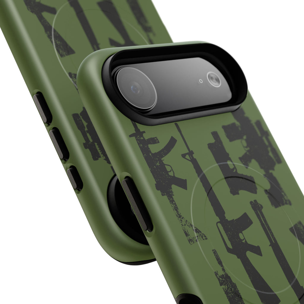 MagSafe Compatible GREEN 'Machine'-Gun iPhone Tough Case